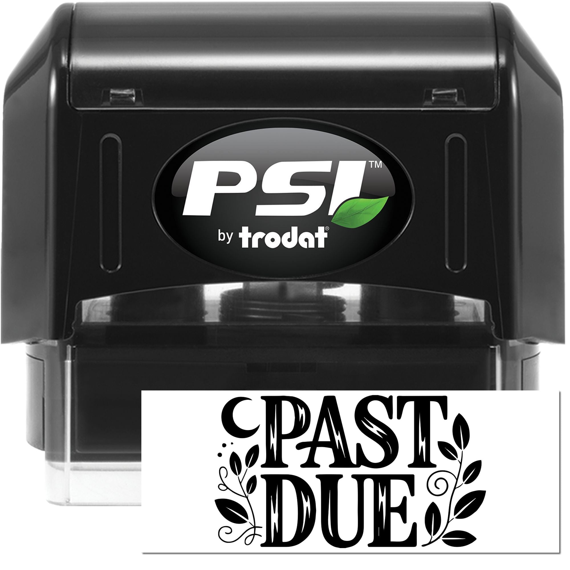 PSI by Trodat self-inking rubber stamp with Past Due message, ideal for office billing, invoices, and accounts receivable.