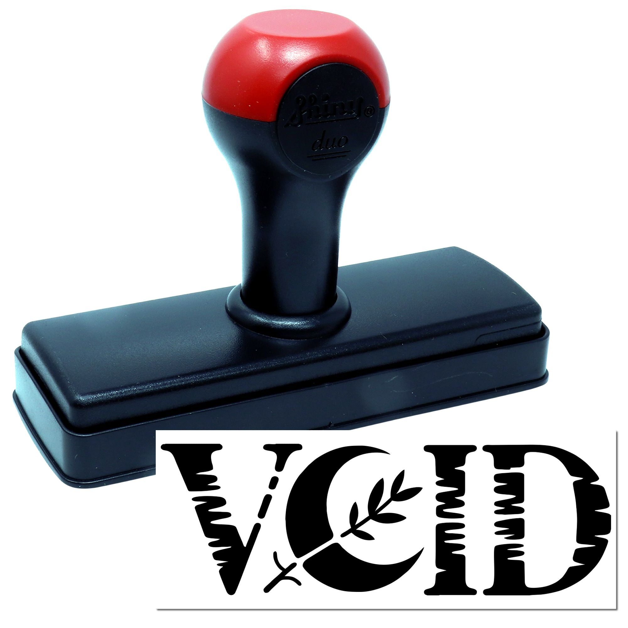 Self-inking VOID rubber stamp with custom imprint for document marking, cancellation, and fraud prevention.