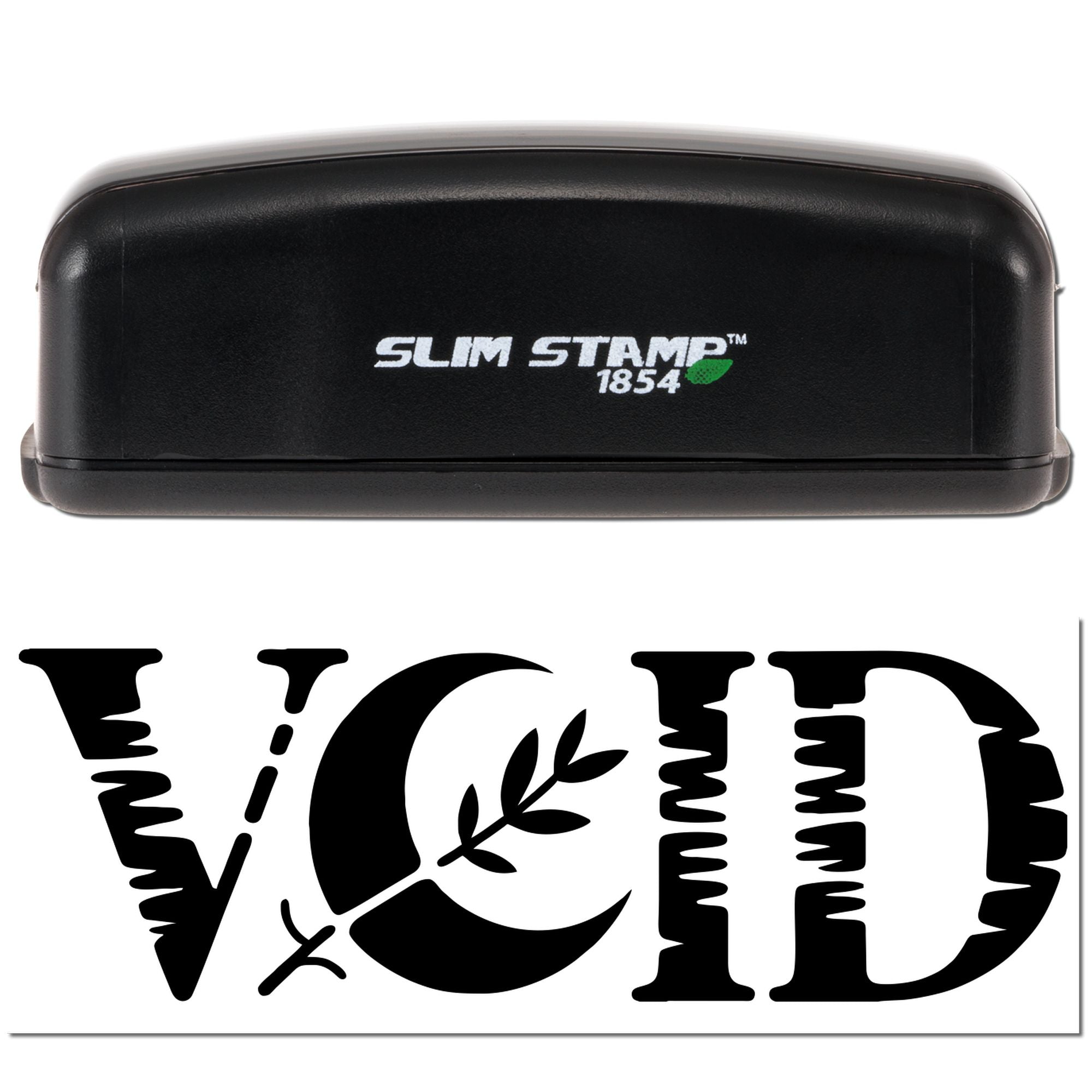 Slim Stamp 1854 self-inking rubber stamp with custom VICED logo impression for branding and business use.