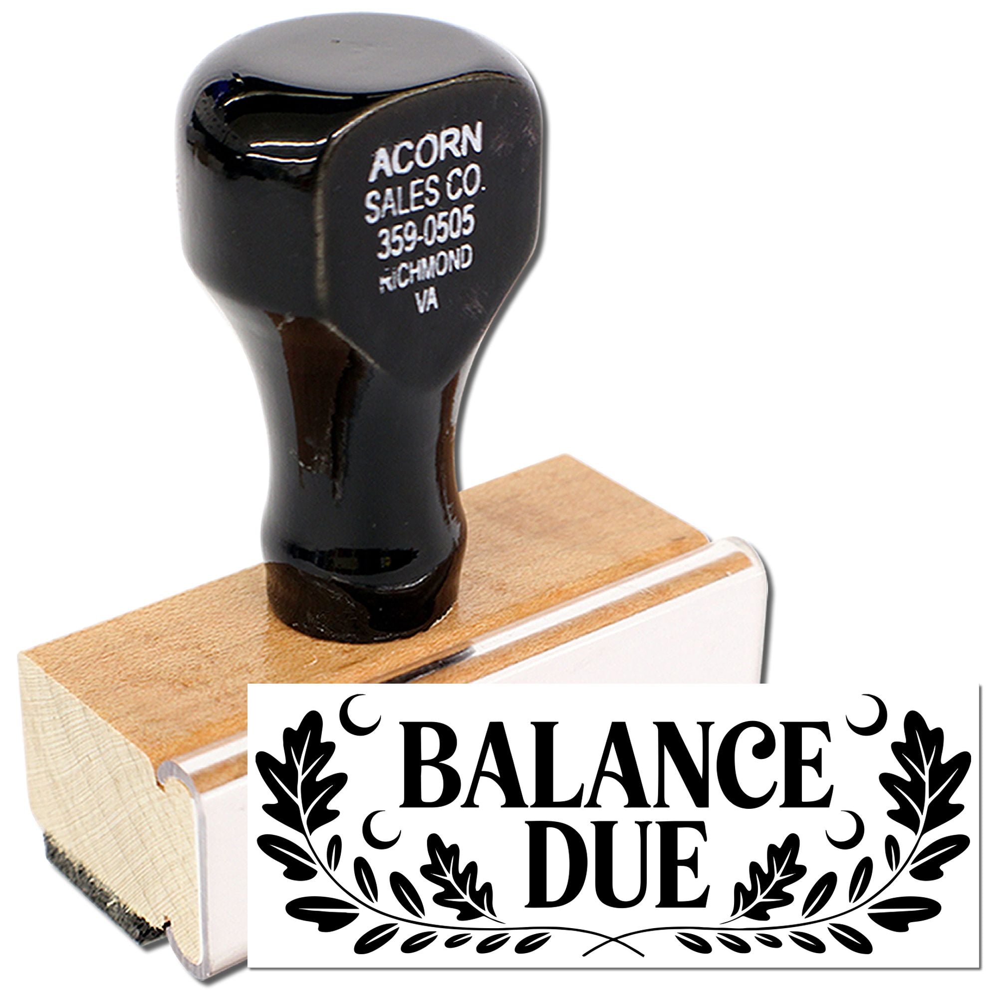 Custom Balance Due rubber stamp for invoices, bookkeeping, and accounting office use.