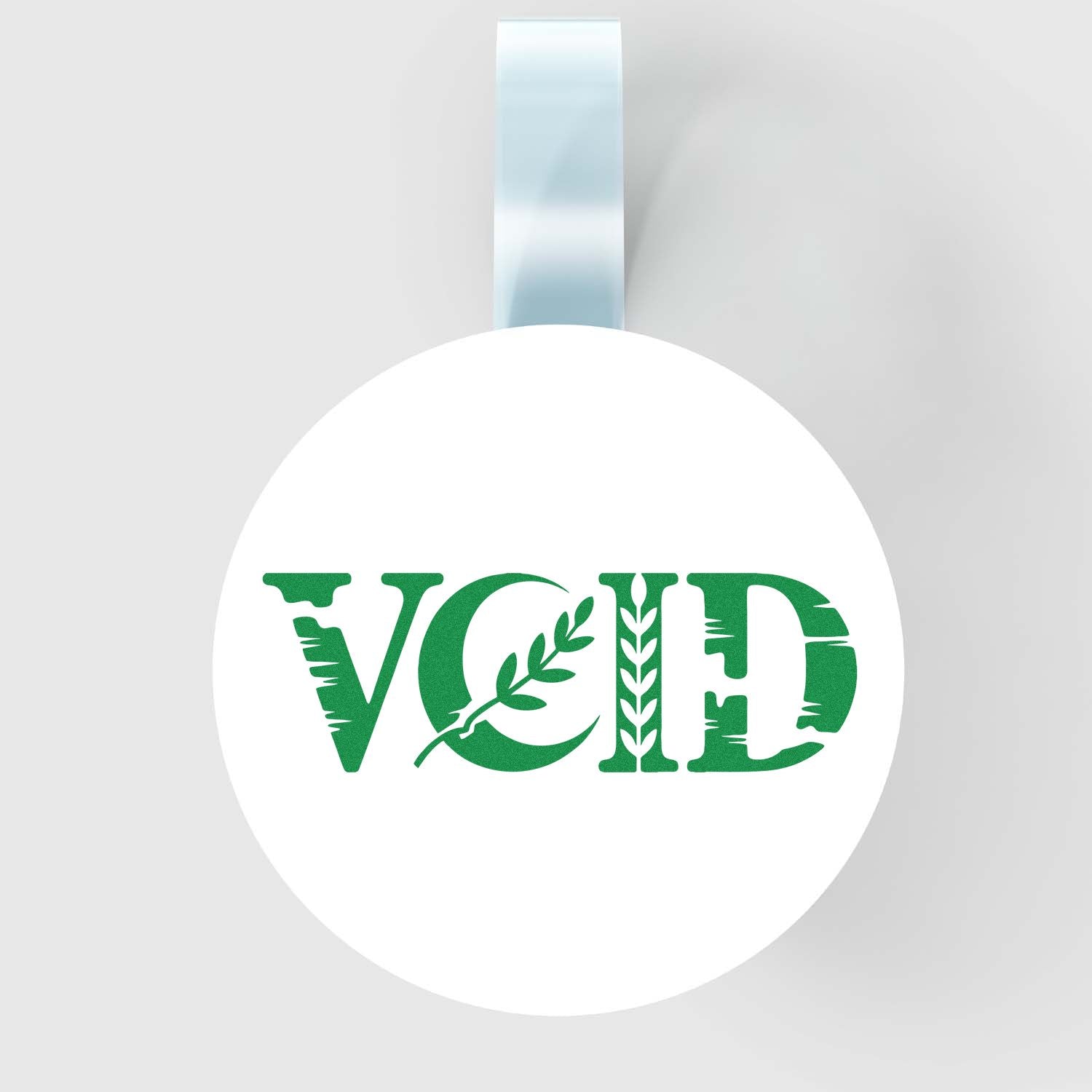 VOID rubber stamp design with green botanical lettering for document cancellation and office marking.
