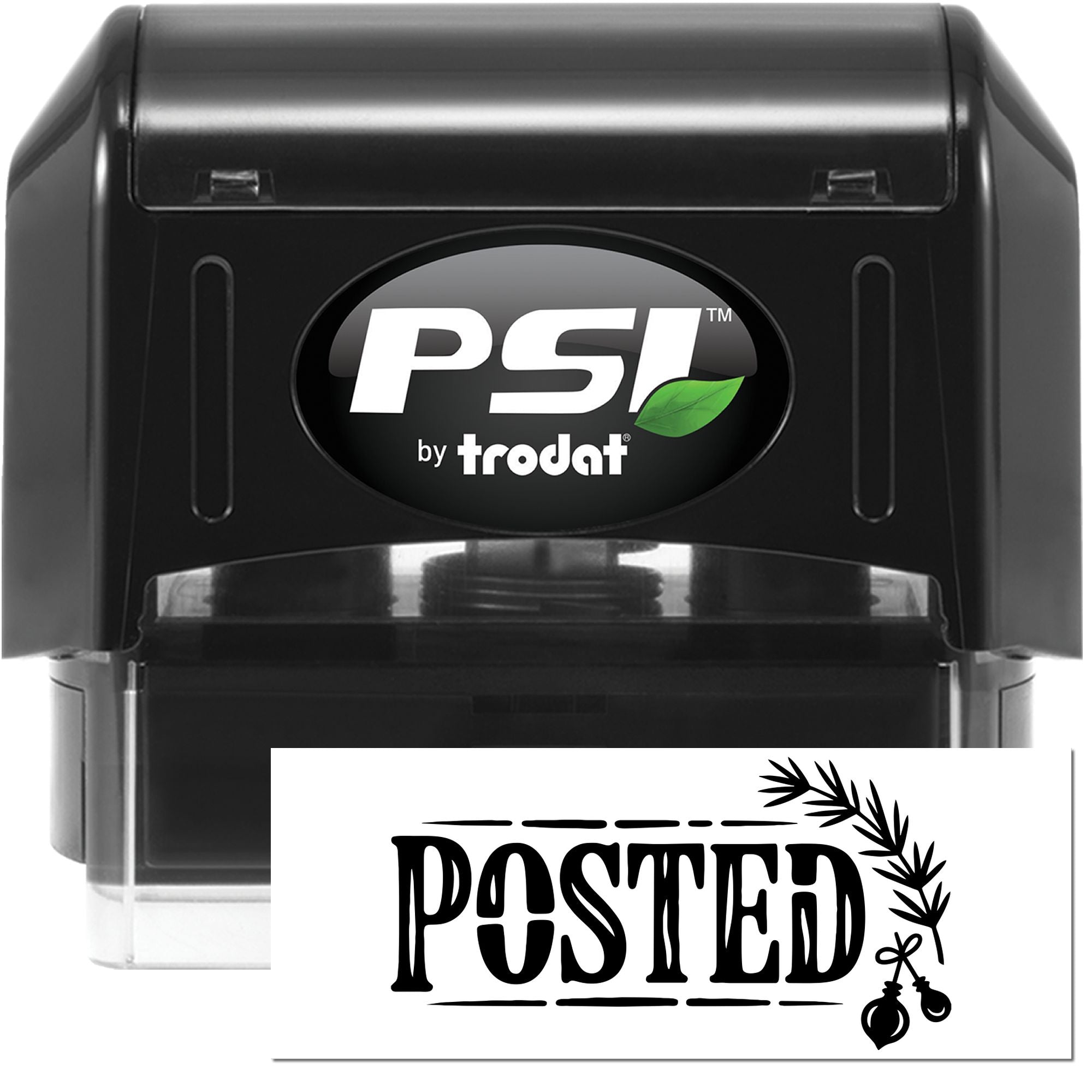 PSI by Trodat self-inking rubber stamp with Posted design for office mail and document processing.