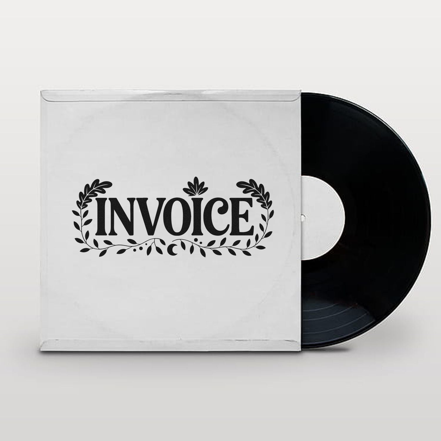 Invoice rubber stamp design with floral border, perfect for marking and organizing business documents.