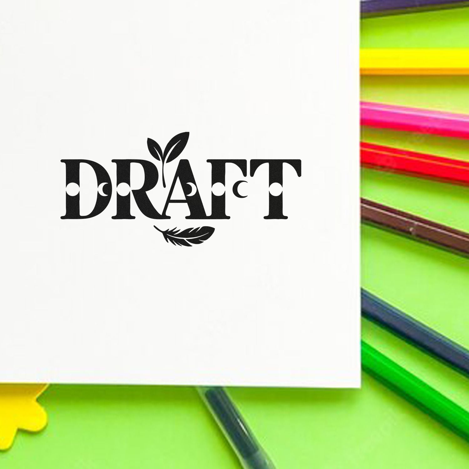 Draft rubber stamp impression for labeling document drafts in office or business use.