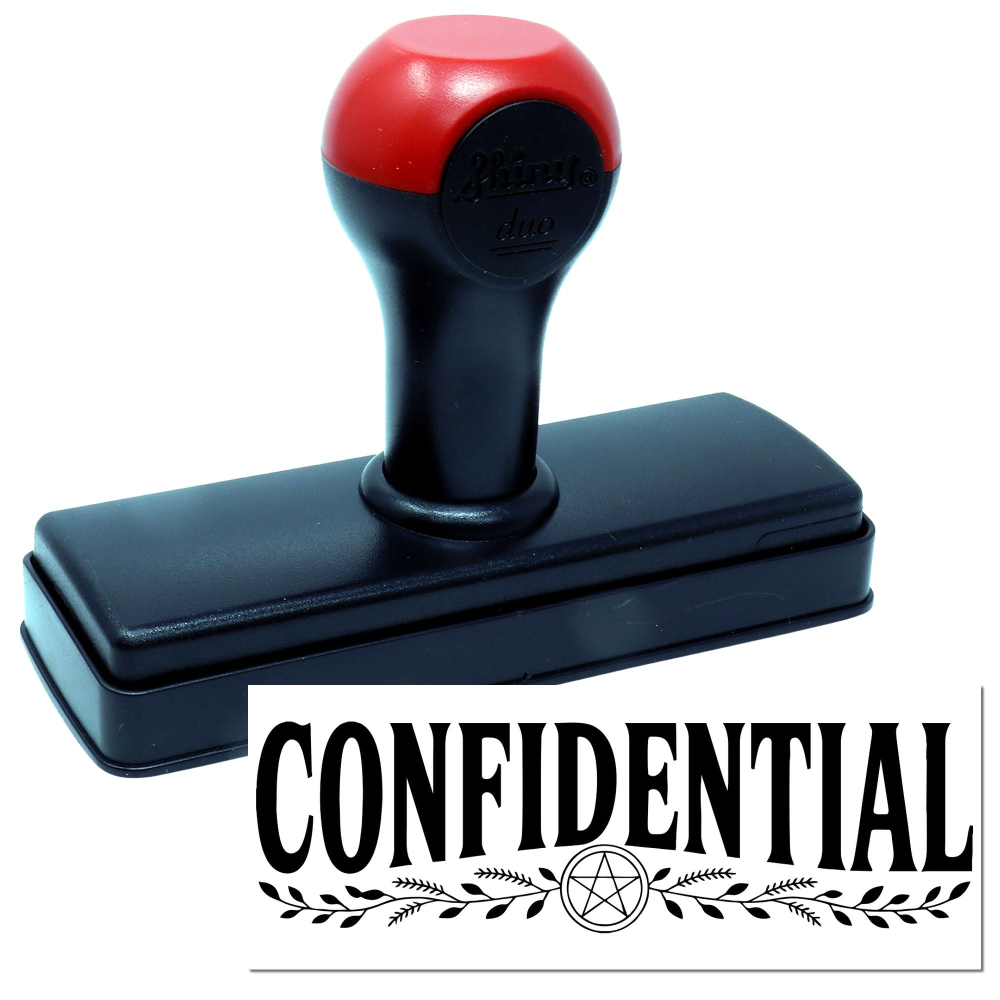 Self-inking confidential rubber stamp with bold CONFIDENTIAL imprint for office document security