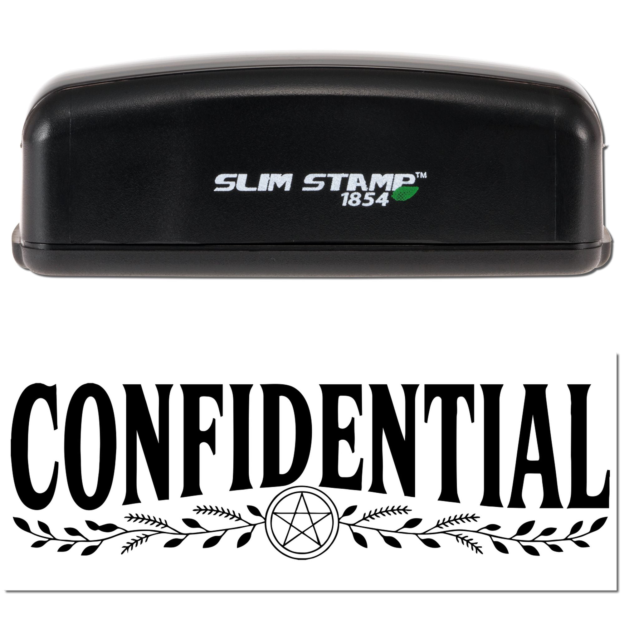Slim Stamp 1854 self-inking rubber stamp with CONFIDENTIAL imprint for secure document marking.