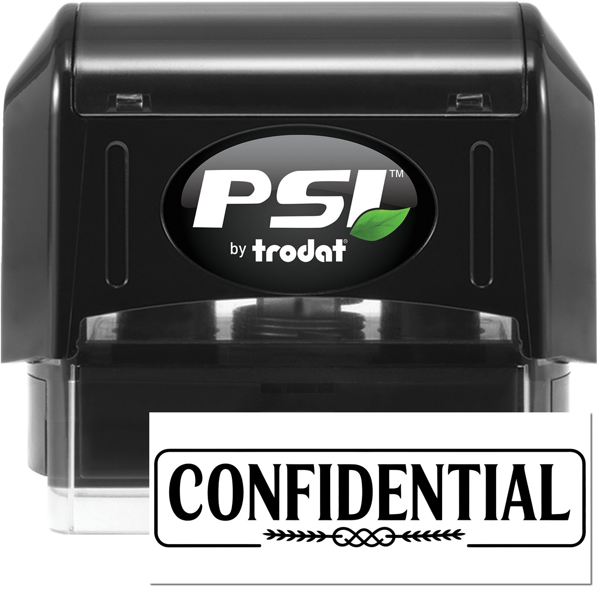 PSI by Trodat self-inking confidential rubber stamp for office document security and file marking.