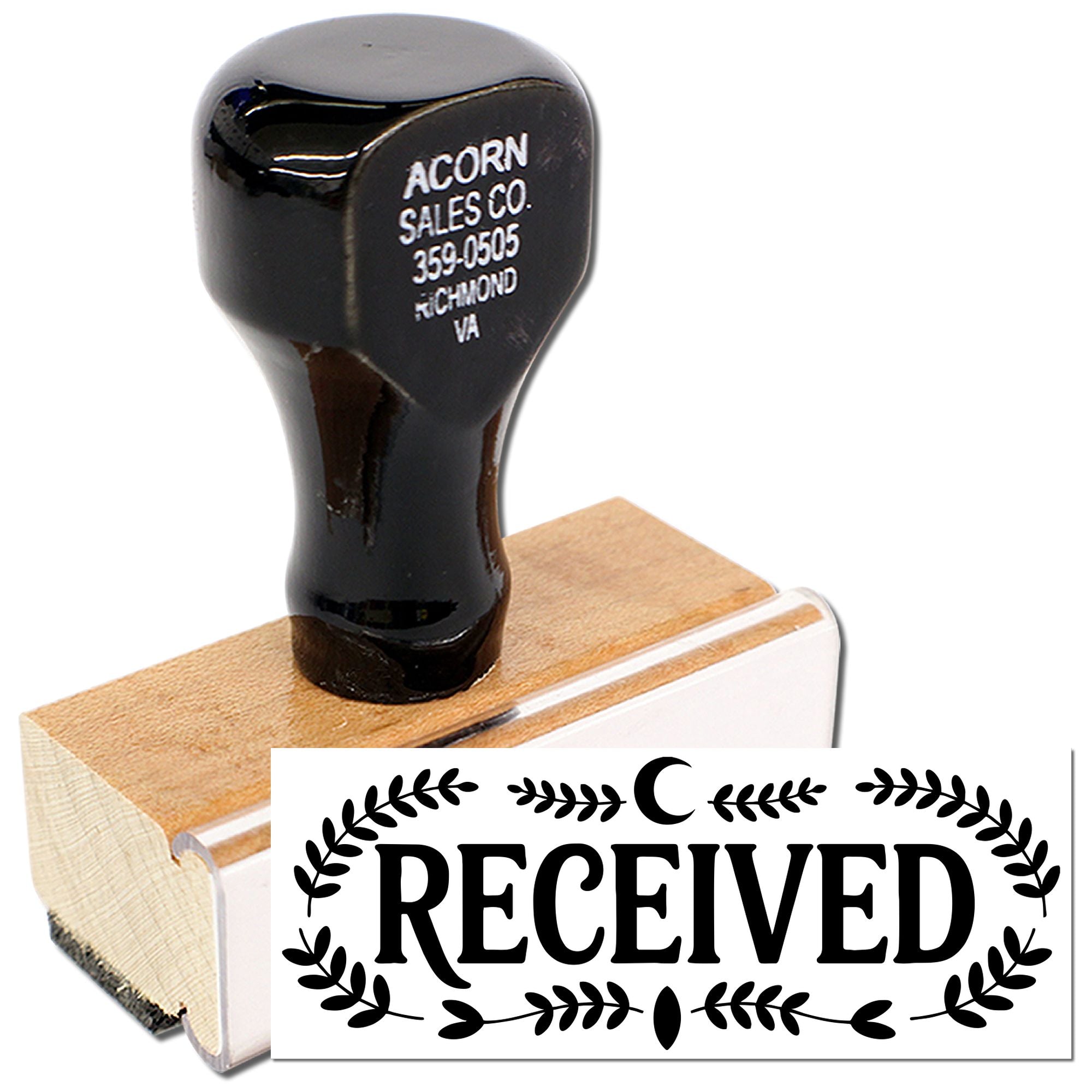 Custom RECEIVED rubber stamp for office mail, document approval, and business record keeping