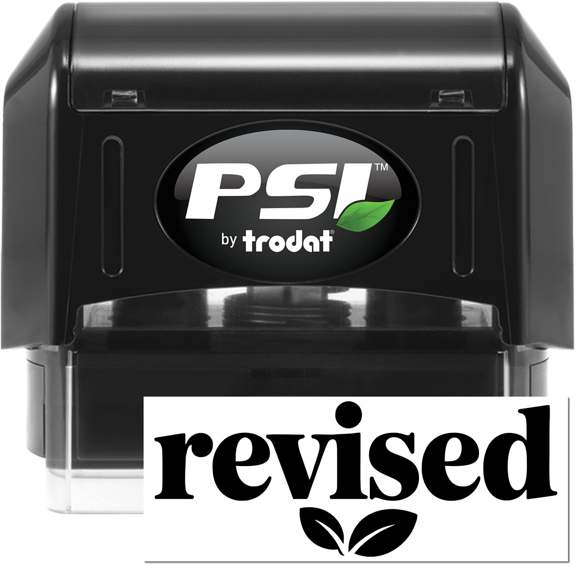 PSI by Trodat self-inking rubber stamp printing Revised for document review and office approval