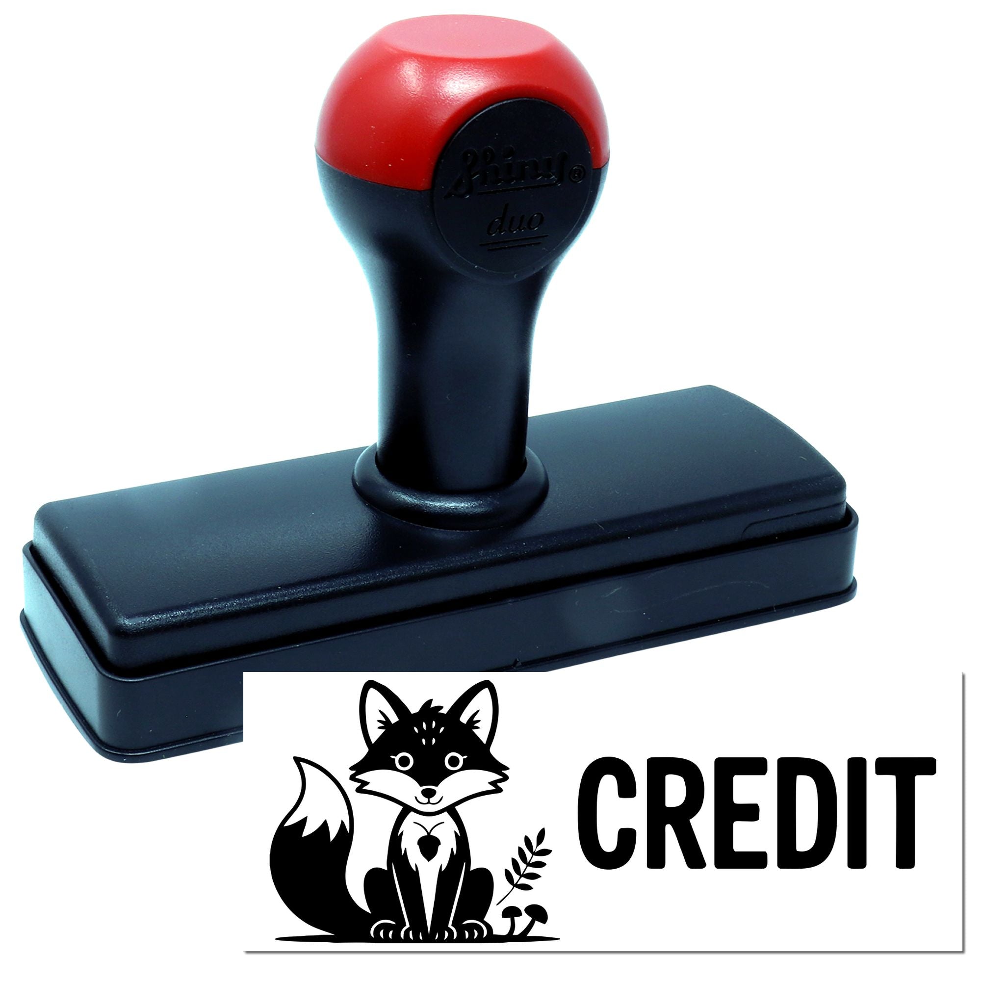 Self-inking rubber stamp with fox CREDIT imprint for office accounting and document marking
