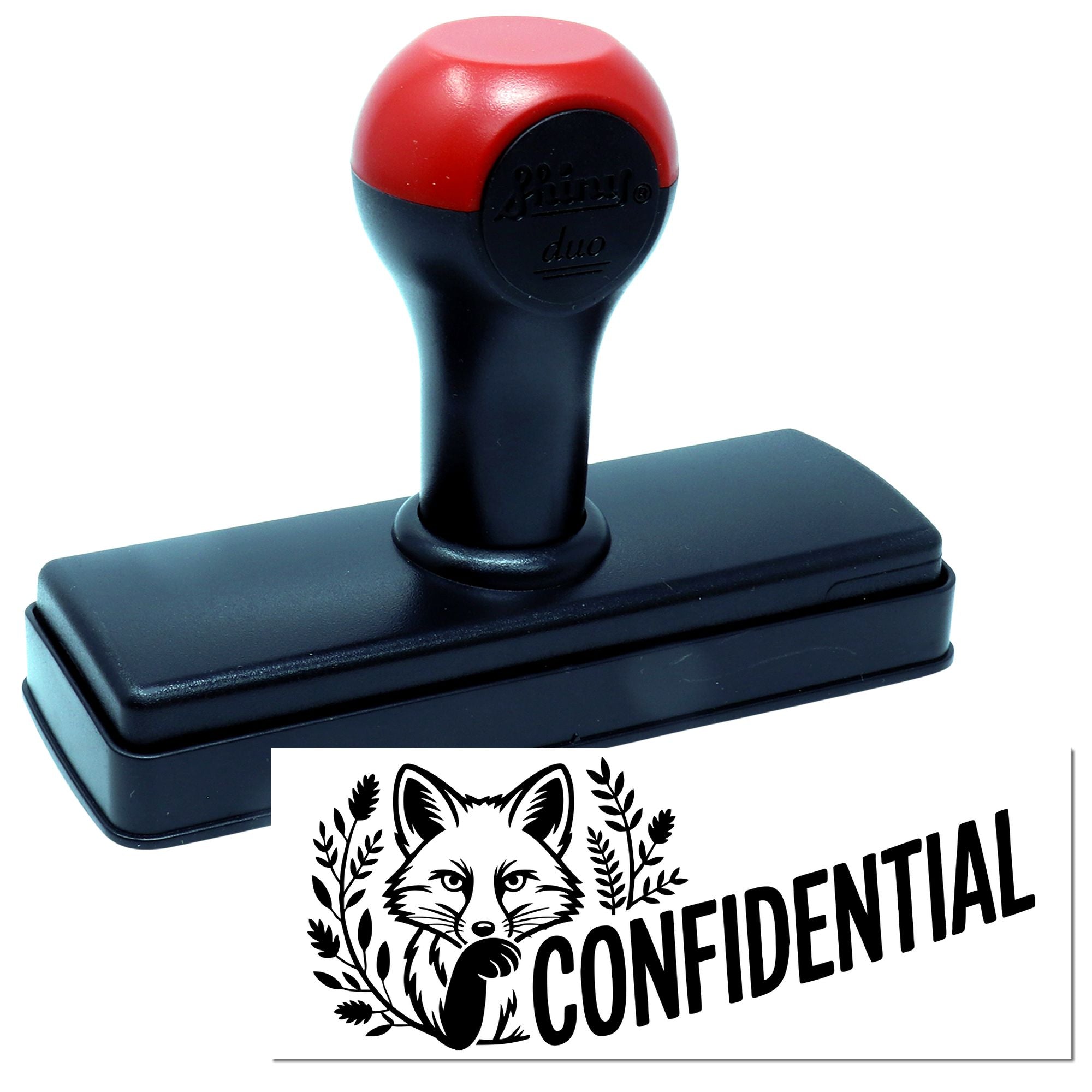 Custom self-inking confidential rubber stamp with fox design for office documents and secure labeling