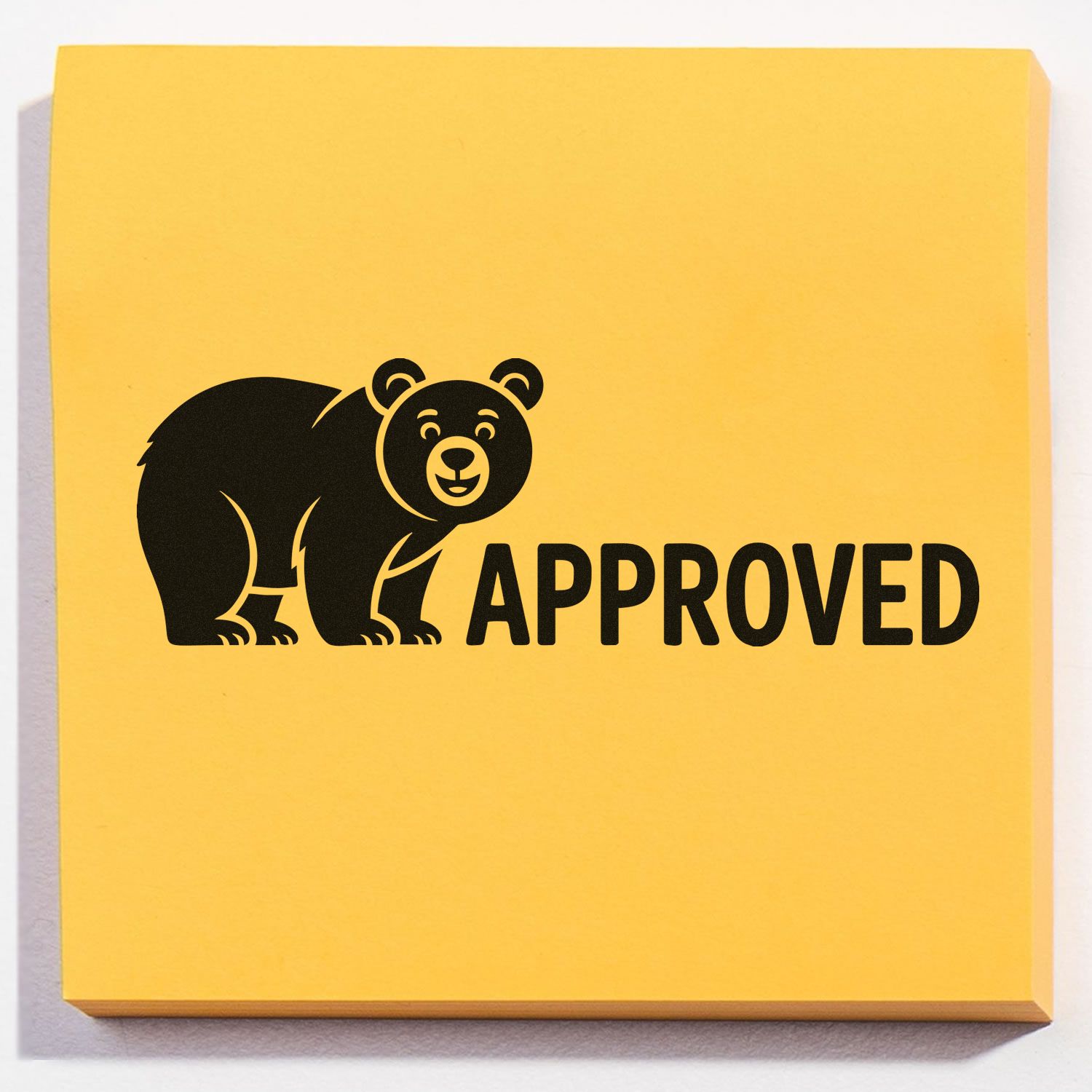 Bear Approved rubber stamp design for office paperwork, file review, and document approval.