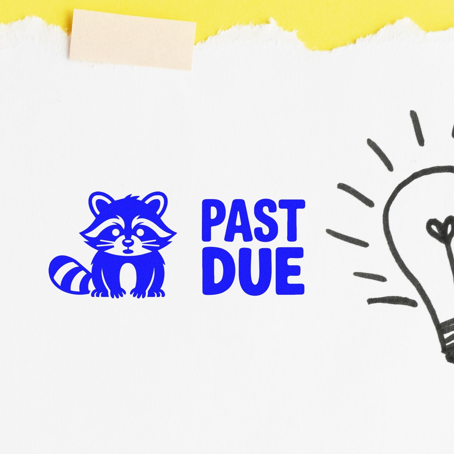 Past Due raccoon rubber stamp design for invoices, billing reminders, and overdue payment notices.