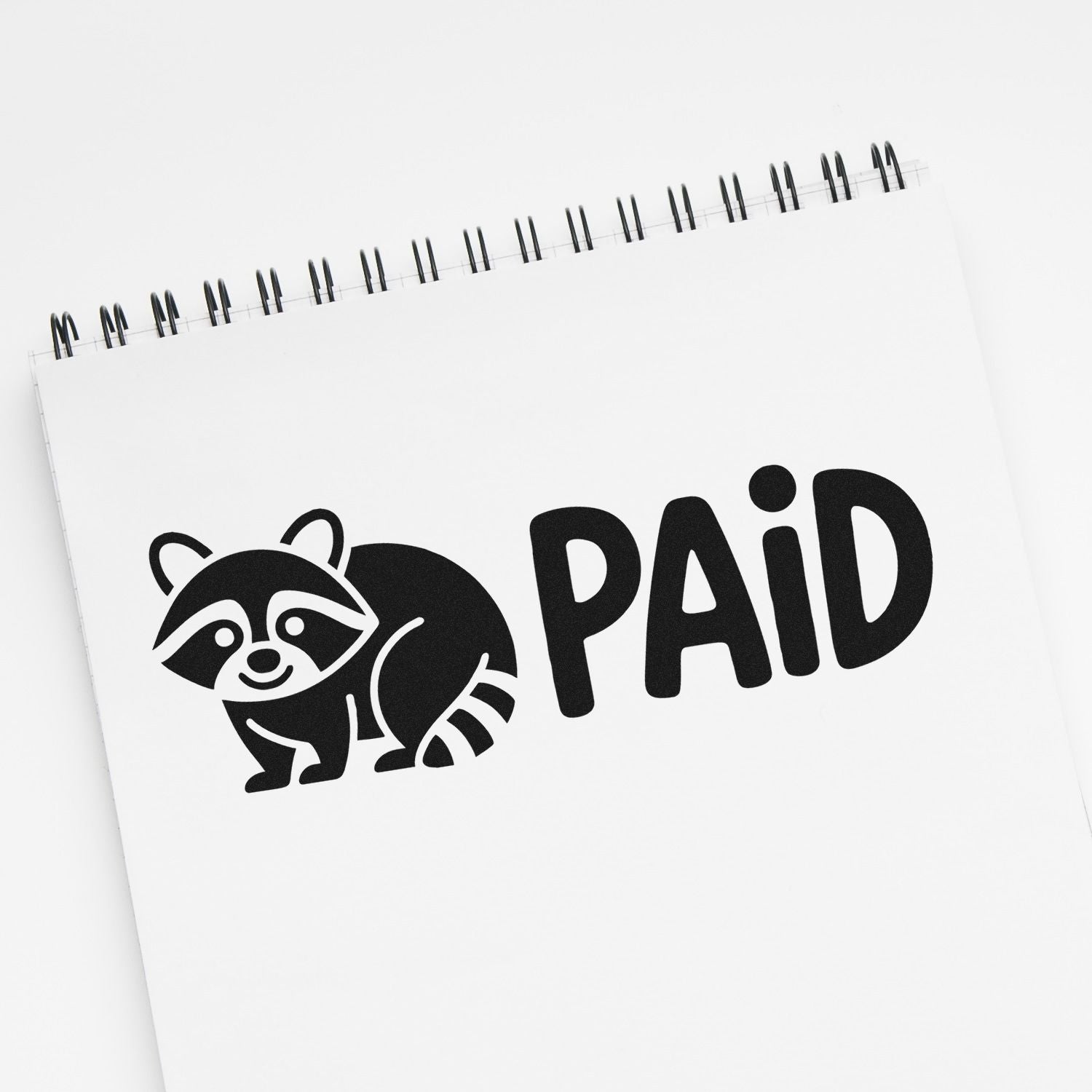 Raccoon PAID rubber stamp design for invoices, bookkeeping, and office paperwork.