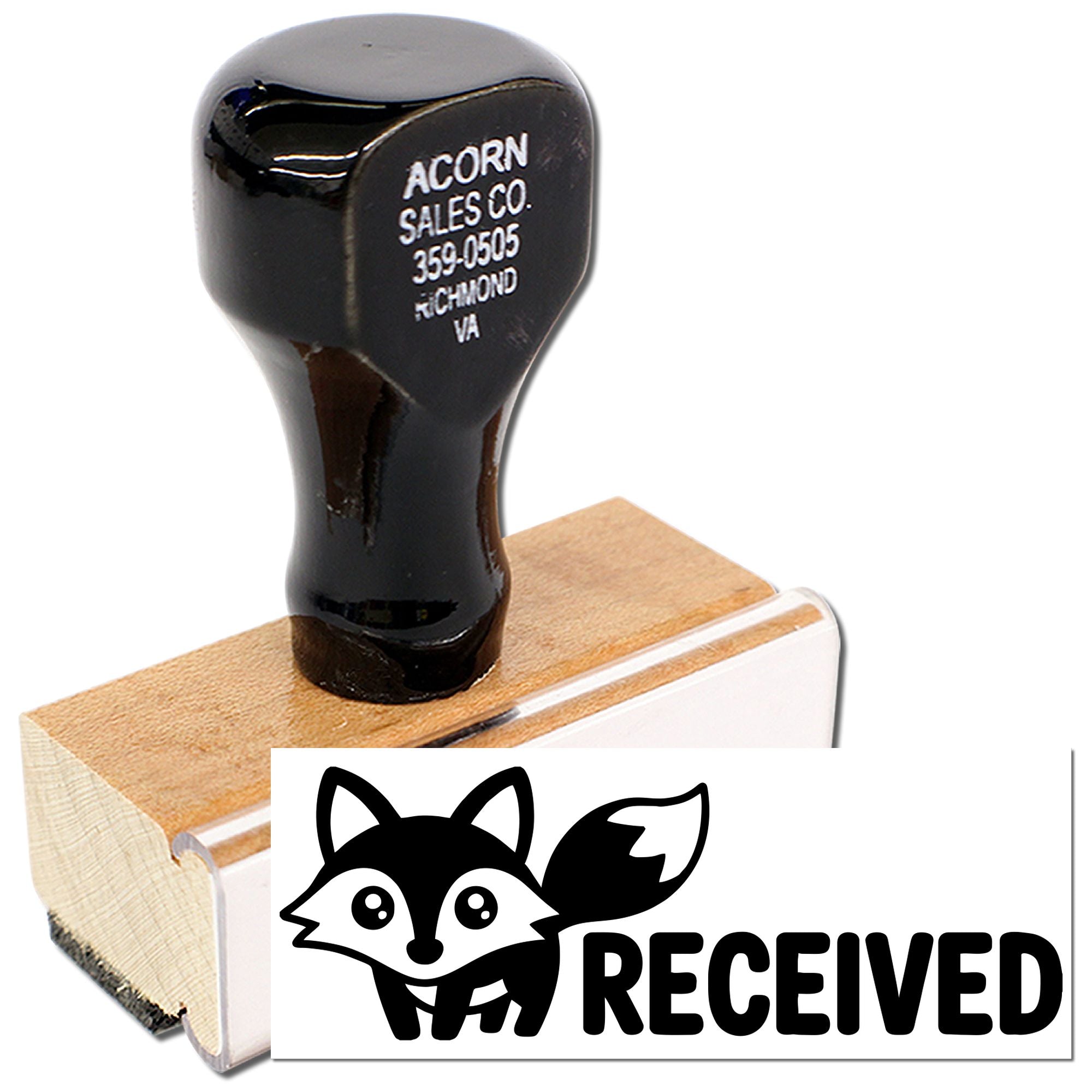 Custom rubber stamp with fox Received design for business mail and document processing