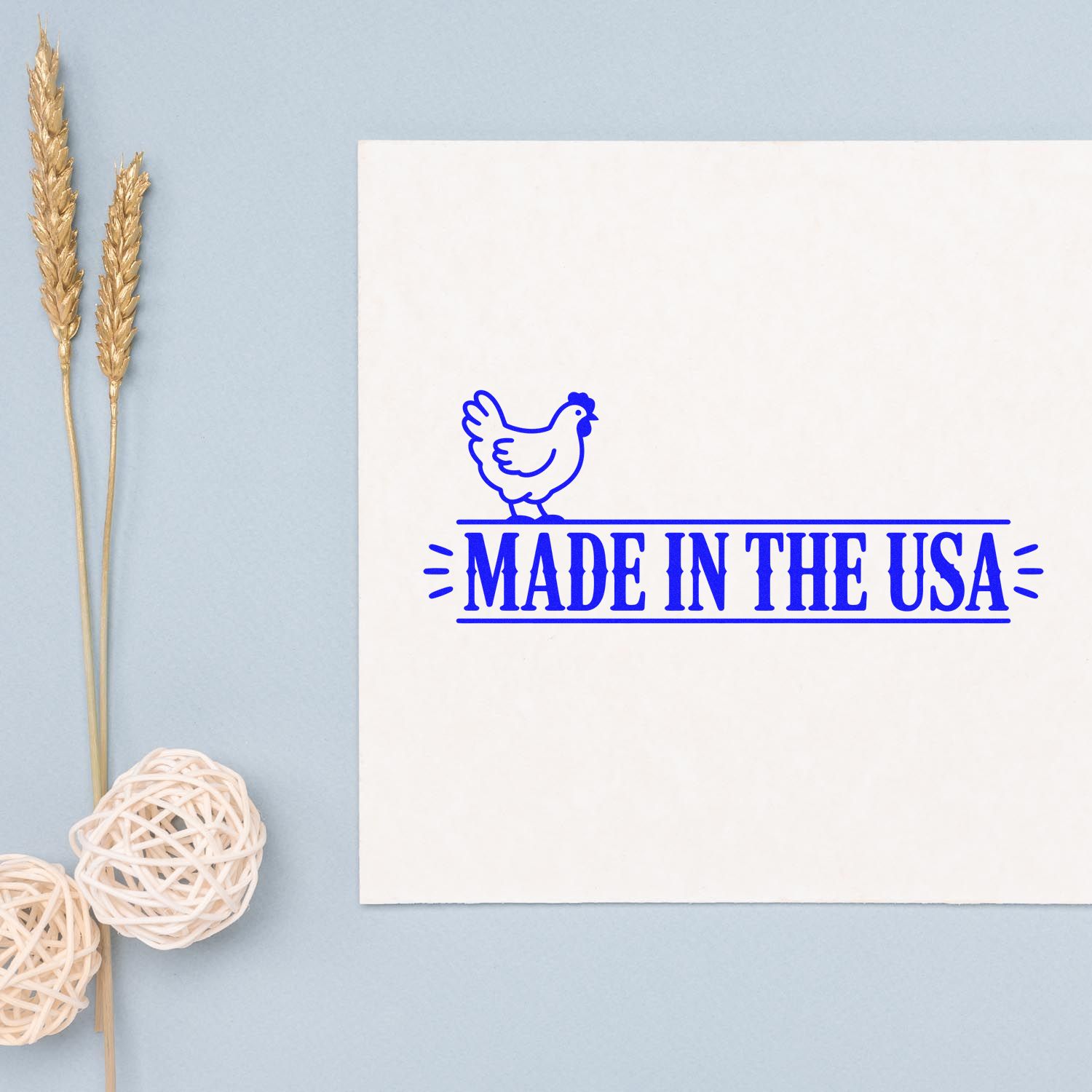 Made in the USA chicken rubber stamp for product packaging, crafts, and handmade labels.