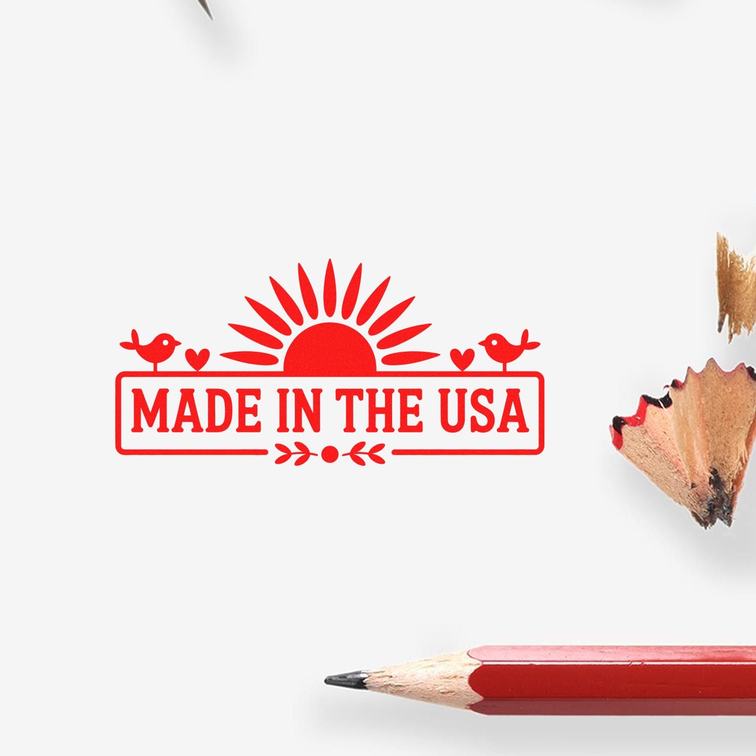 Made in the USA rubber stamp for product packaging, branding, and patriotic handmade labels.