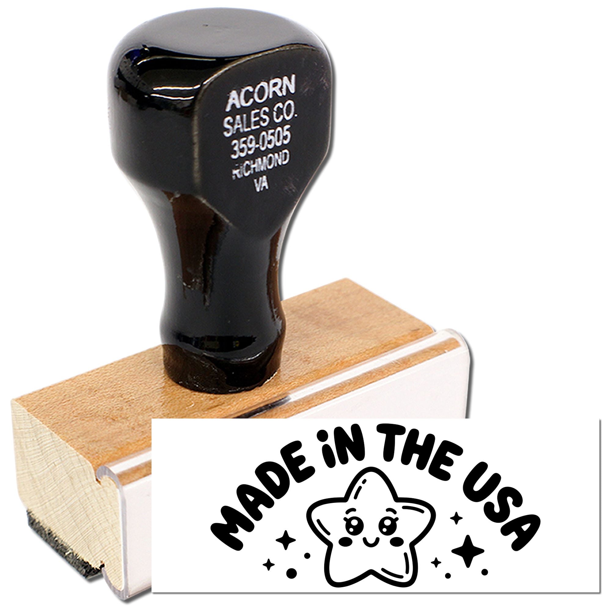 Starry Americana Charm Compliance Marking Wood Handle Stamp