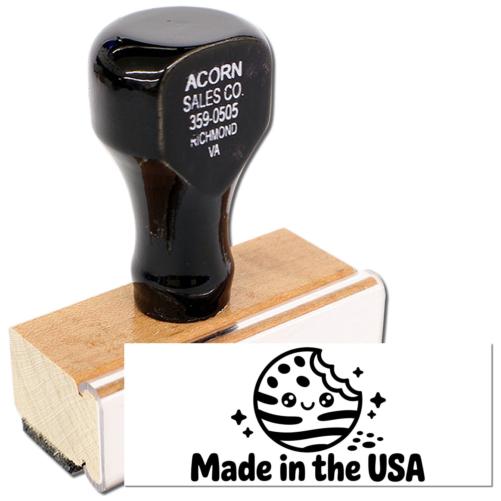 Cosmic Cookie Moon Trade Compliance Wood Handle Stamp