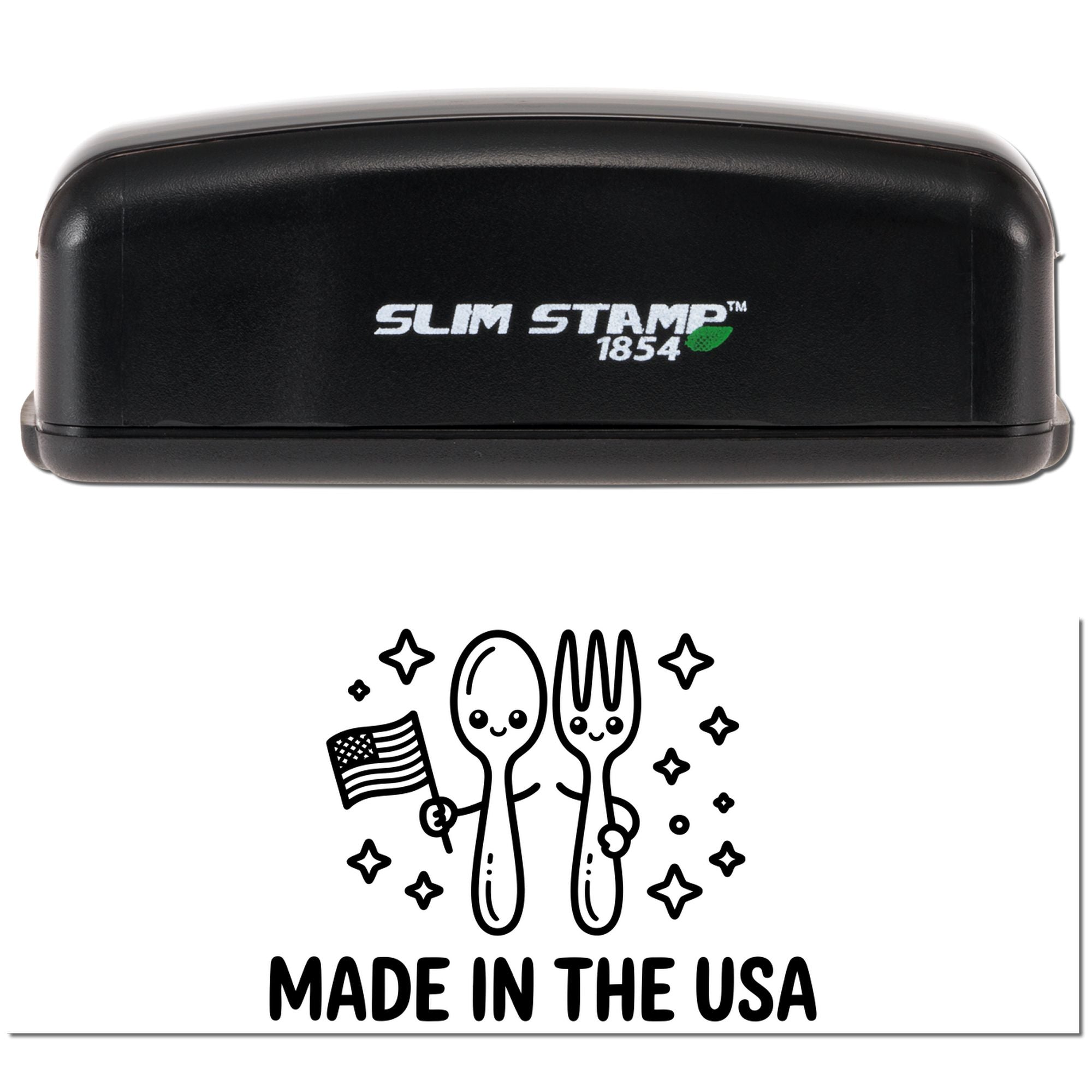 Stars & Stripes Spoons Packaging Compliance Slim Pre-Inked Stamp