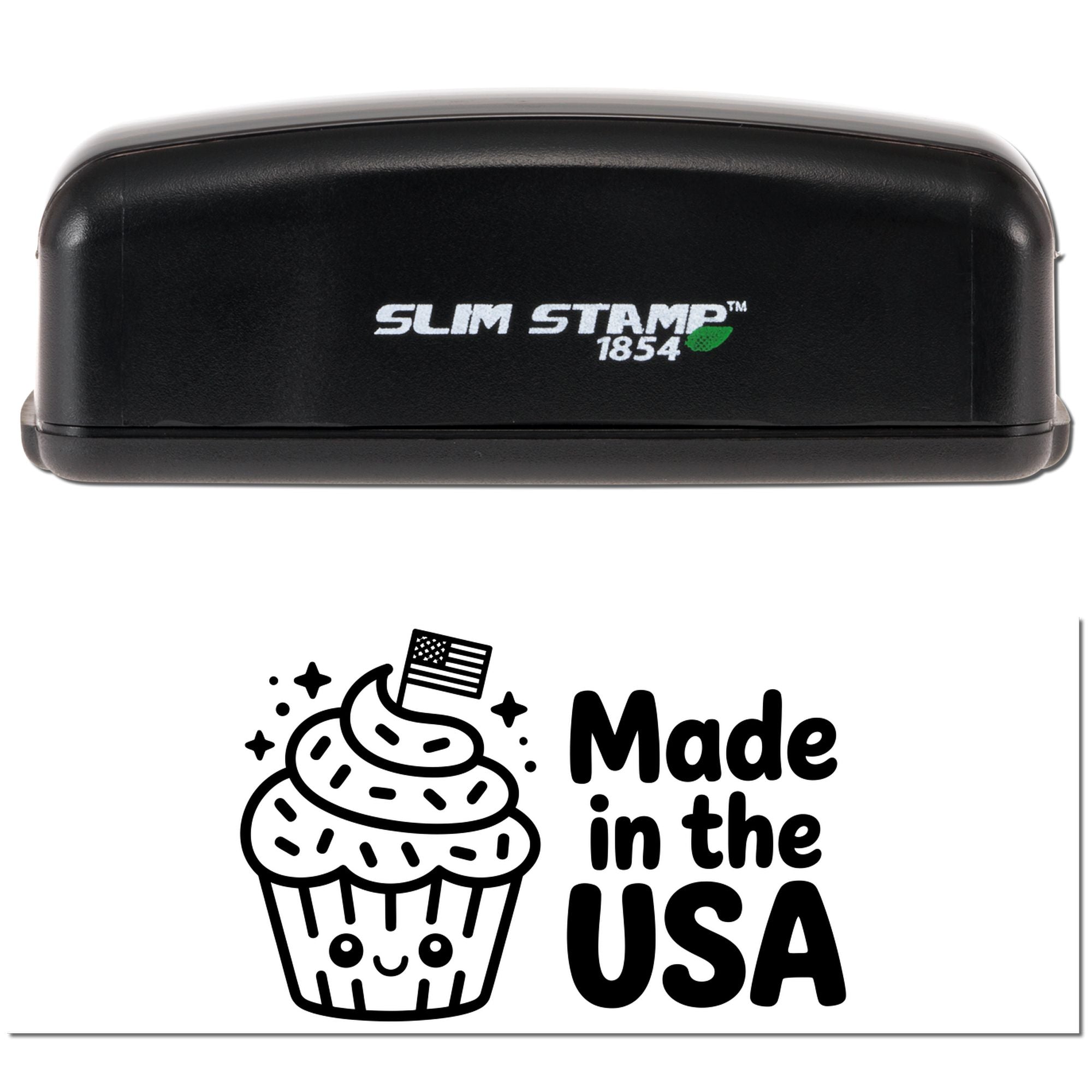 Patriotic Cupcake Charm Brand Mark Slim Pre-Inked Stamp