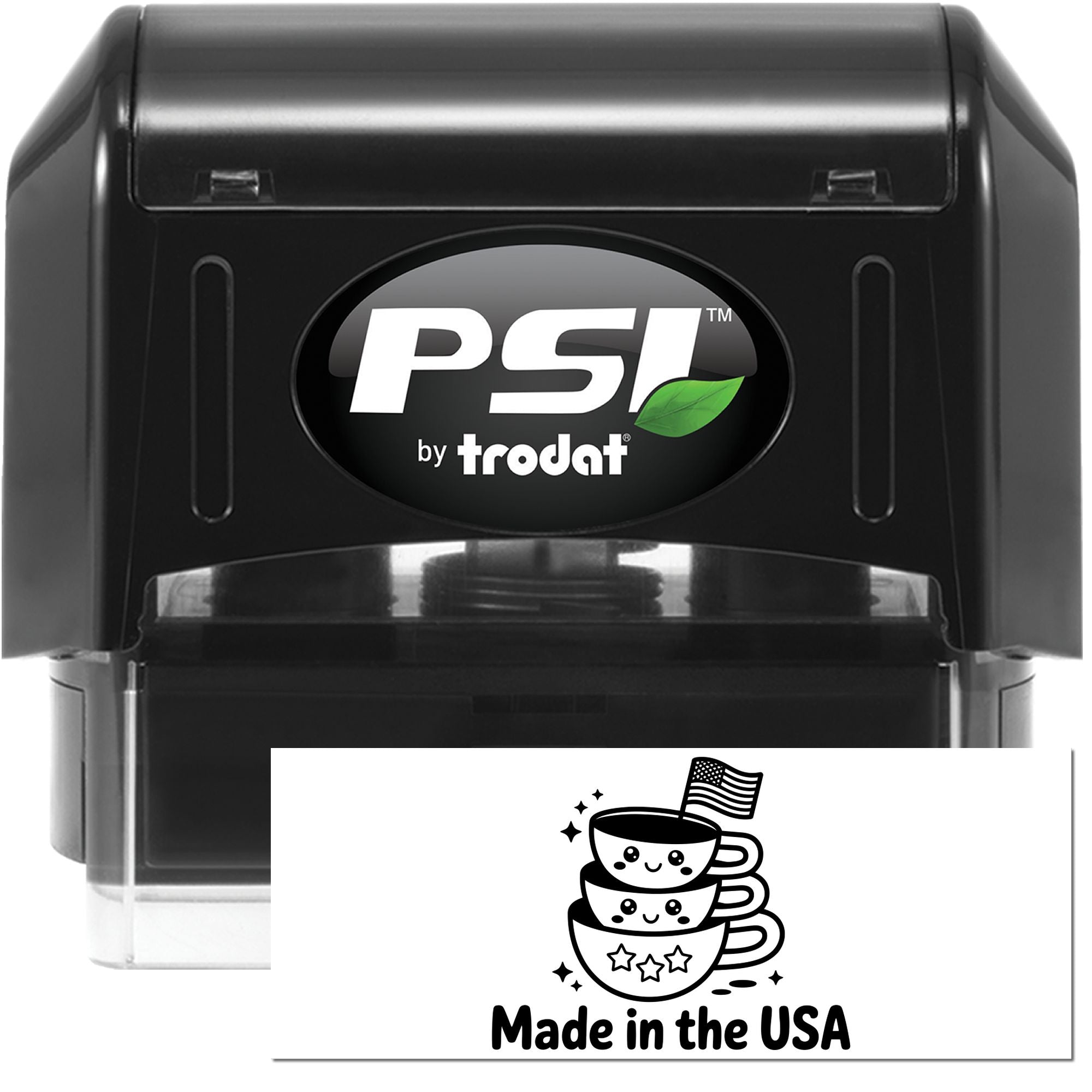 Happy Stack Mugs Package Labeling Pre-Inked Stamp