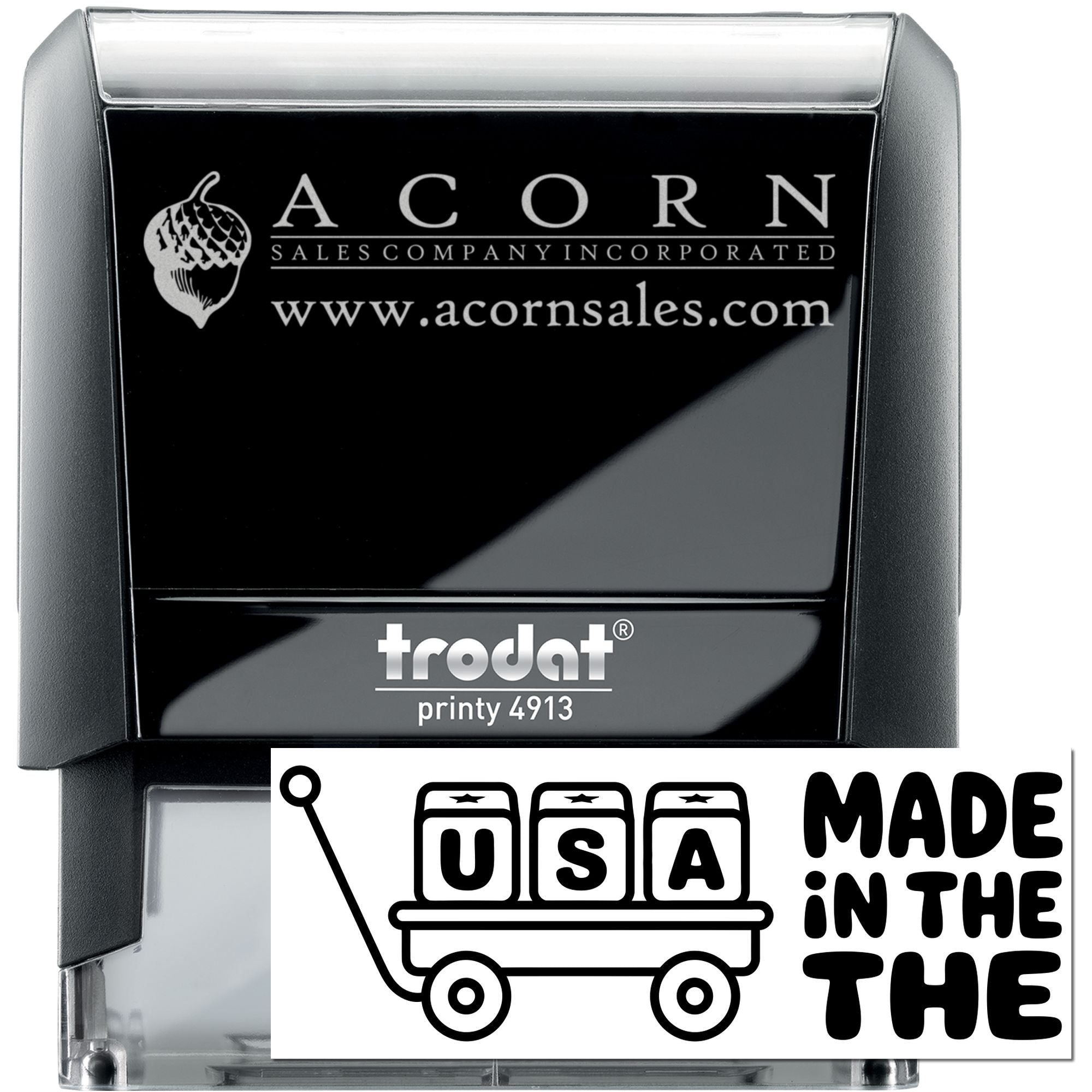 Patriotic Block Wagon Place Of Manufacture Self-Inking Stamp