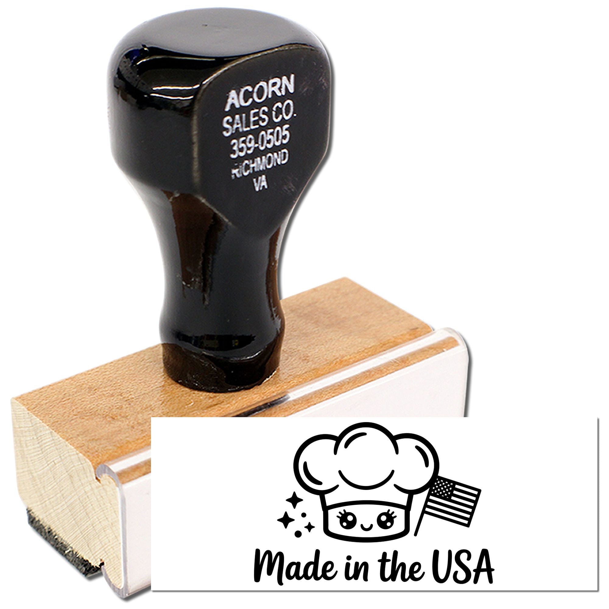 Patriotic Chef Charm Labeling Compliance Wood Handle Stamp