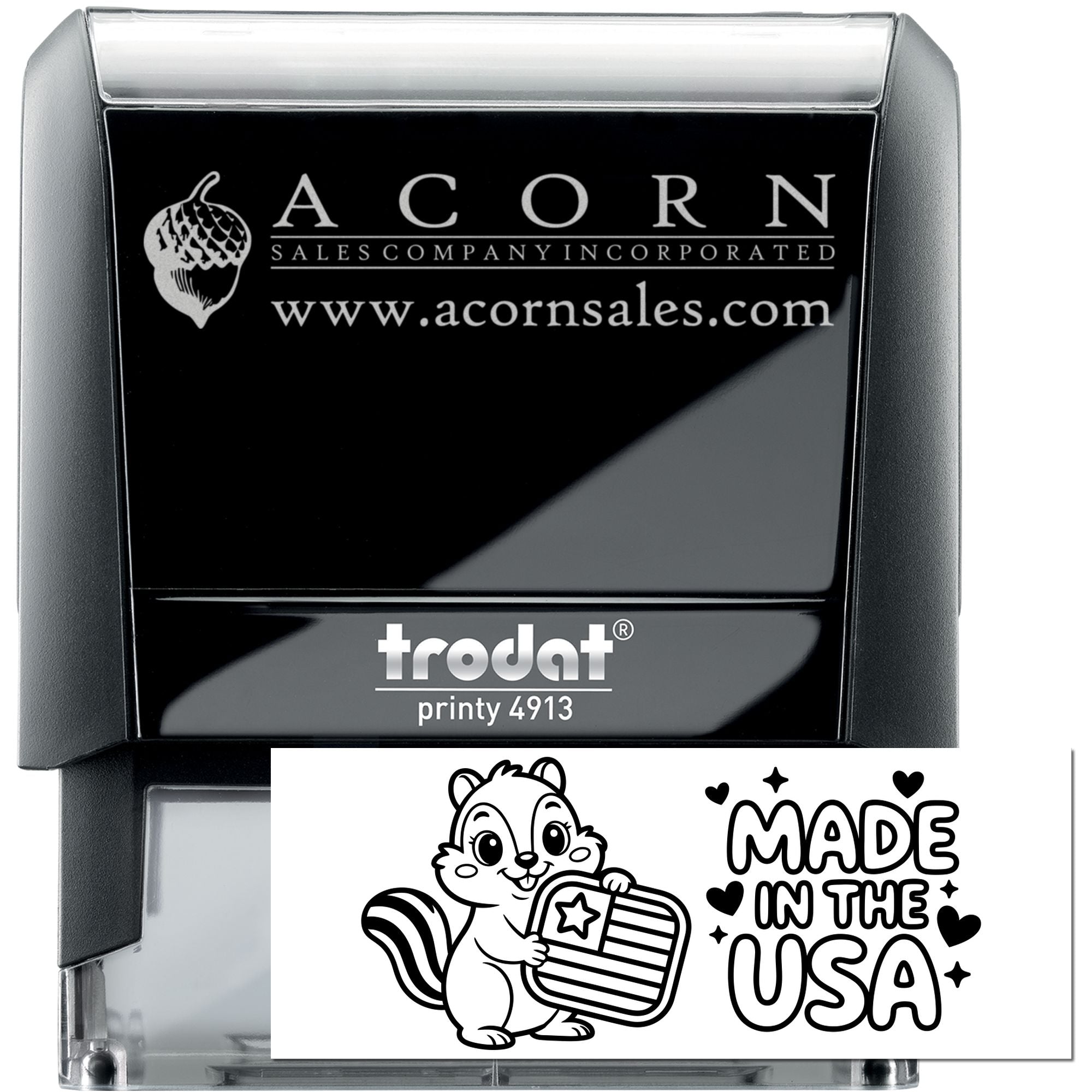 Stars Stripes Squirrel Country Of Manufacture Self-Inking Stamp