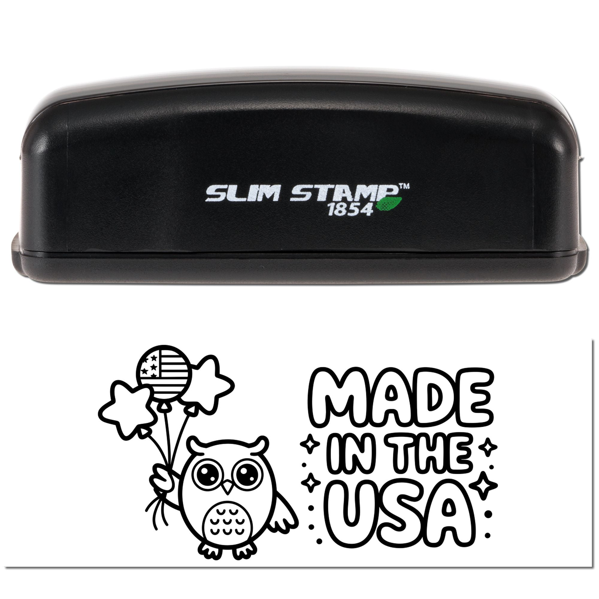 Americana Owl Charm Packaging Branding Slim Pre-Inked Stamp