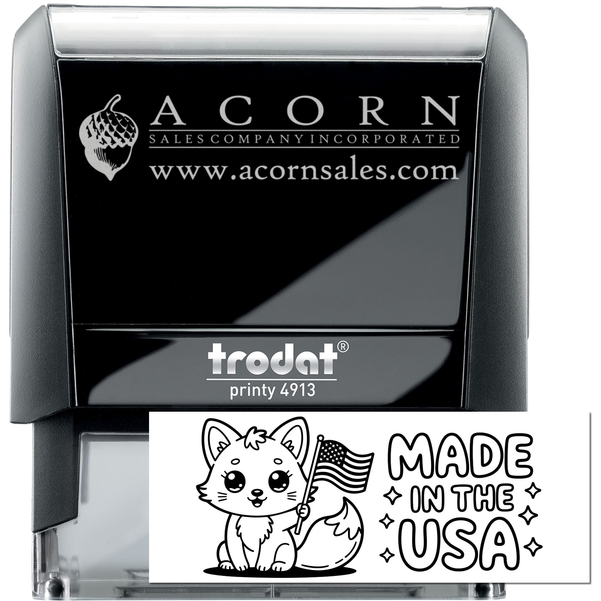 American Flag Fox Labeling Compliance Self-Inking Stamp