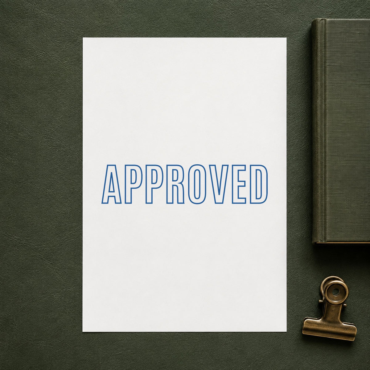 "Approved" stamp impression made with pre-inked Xstamper 1008