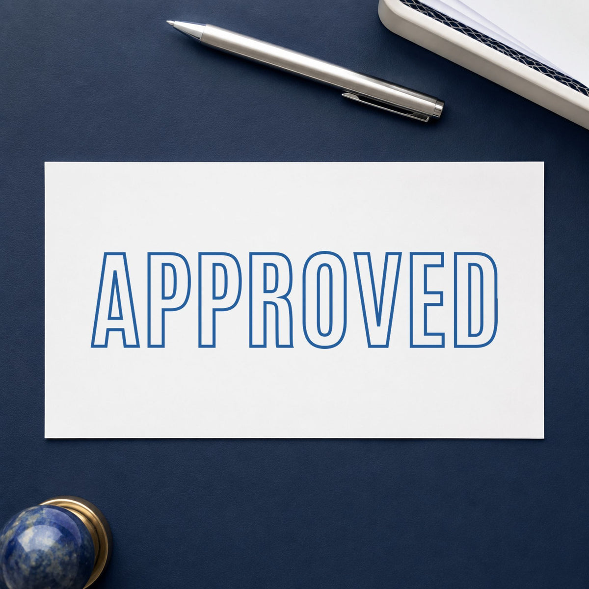 Crisp "Approved" imprint produced by the Xstamper Approved Stamp