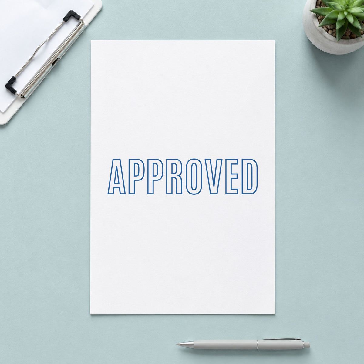 Xstamper Approved Stamp leaving a clean "Approved" impression