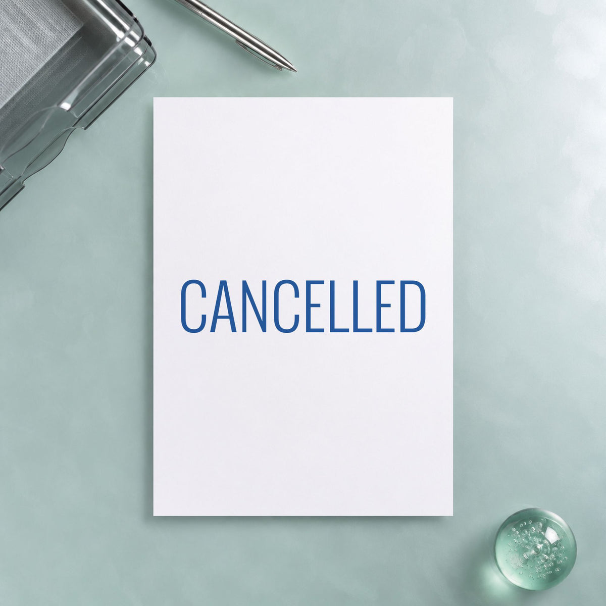 "Cancelled" stamp mark in everyday office use, Xstamper 1119