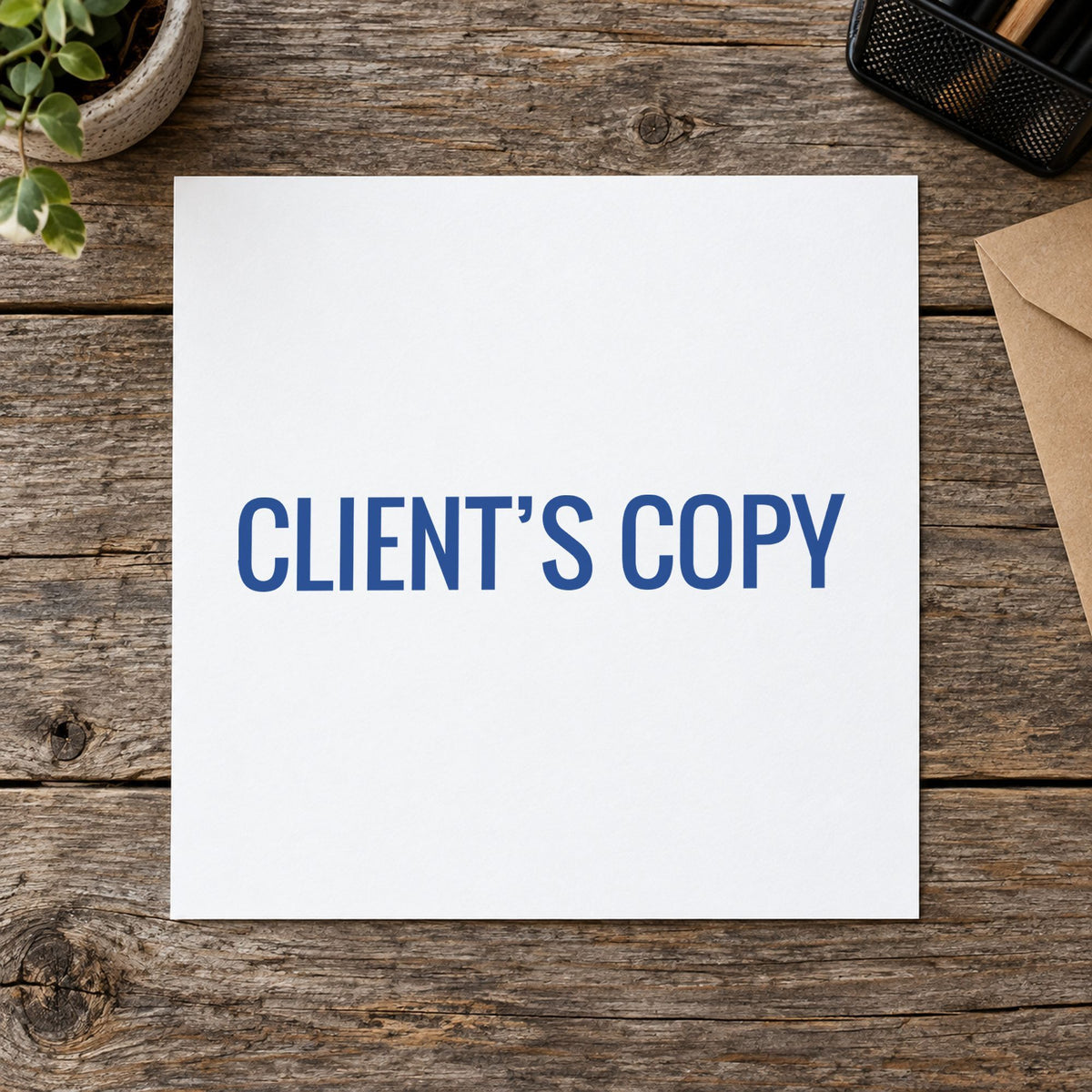 "Client's copy" imprint stamped on a document with the Client's Copy Stamp For Document Distribution