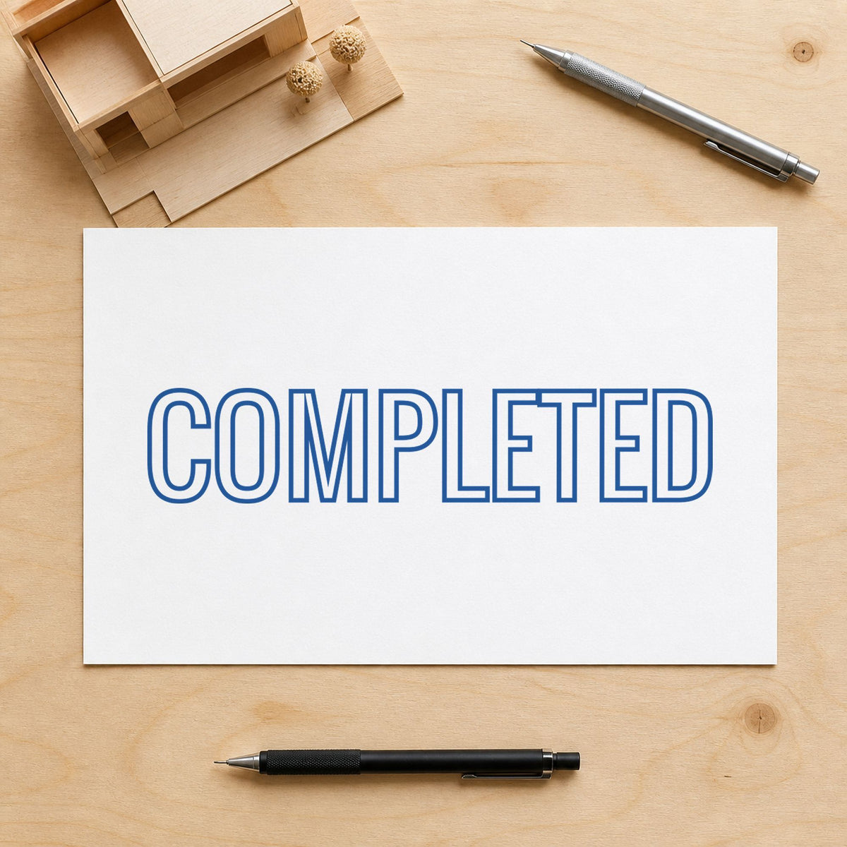 Marking a page "Completed" with the Blue Completed Office Stamp