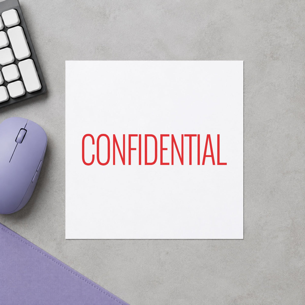 "Confidential" impression shown close up, rectangular imprint at 1-5/8 x 1/2 in