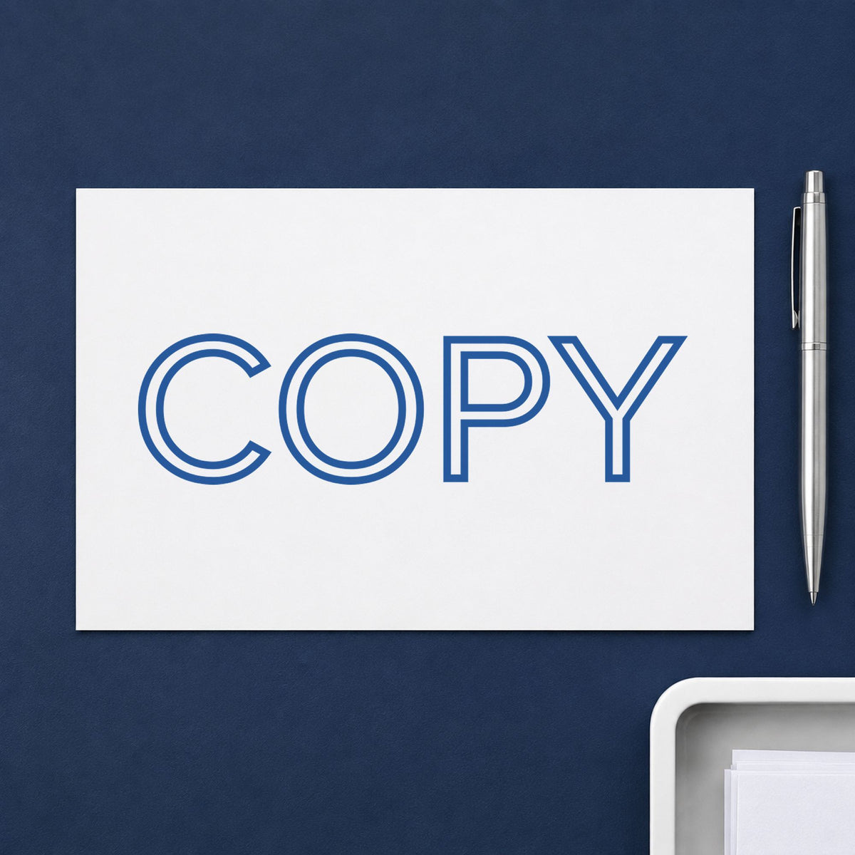 "Copy" imprint stamped on a document with the Copy Stamp – Blue Pre-Inked Xstamper