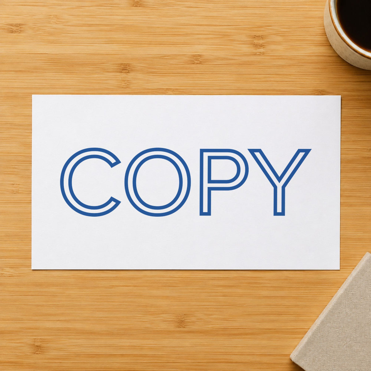 "Copy" imprint from fixed stock wording, no customization needed