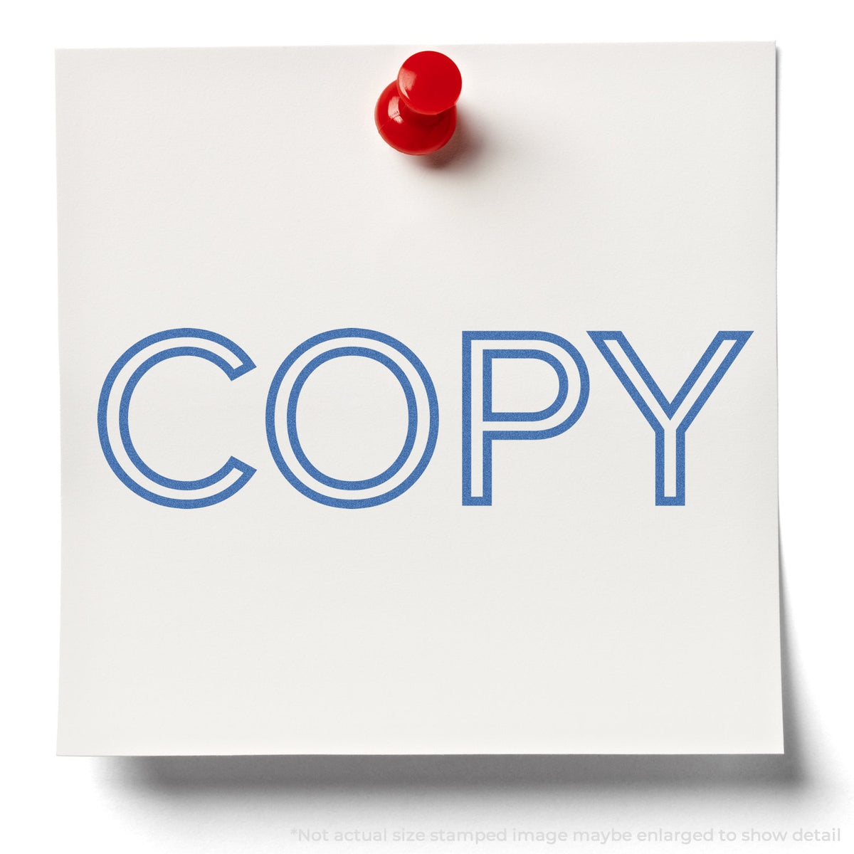 "Copy" stamp impression on light paper stock, Copy Stamp – Blue Pre-Inked Xstamper