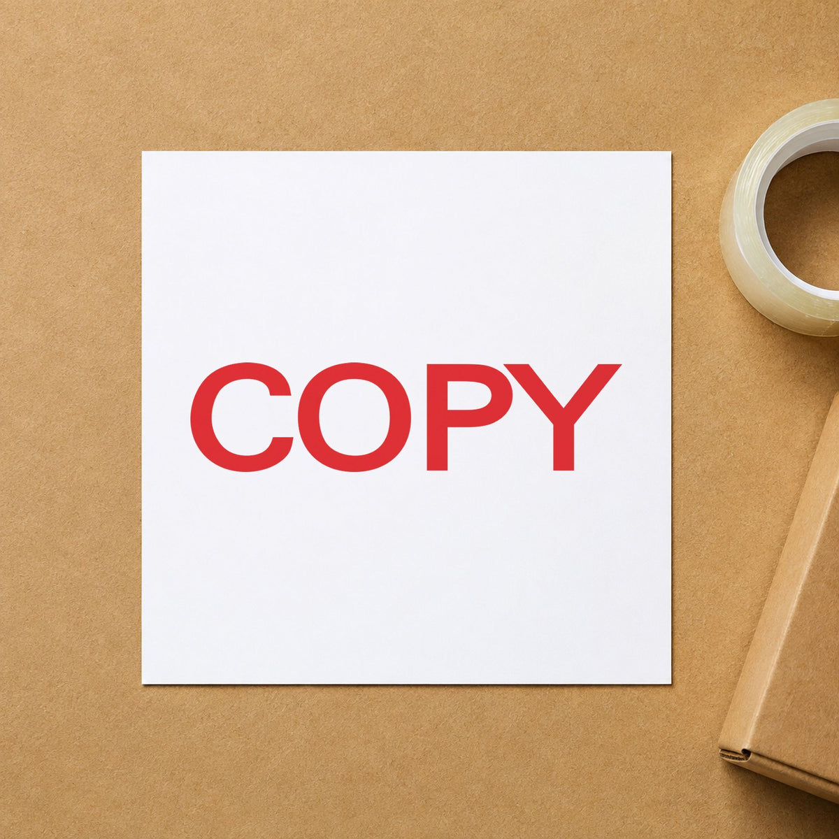 "Copy" imprint stamped on a document with the Bold Red Copy Stamp