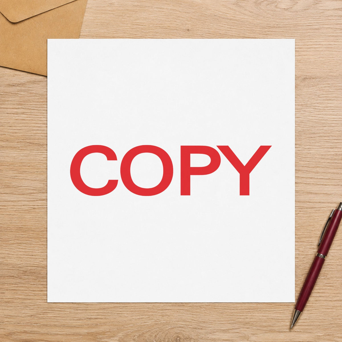 "Copy" imprint from fixed stock wording, no customization needed