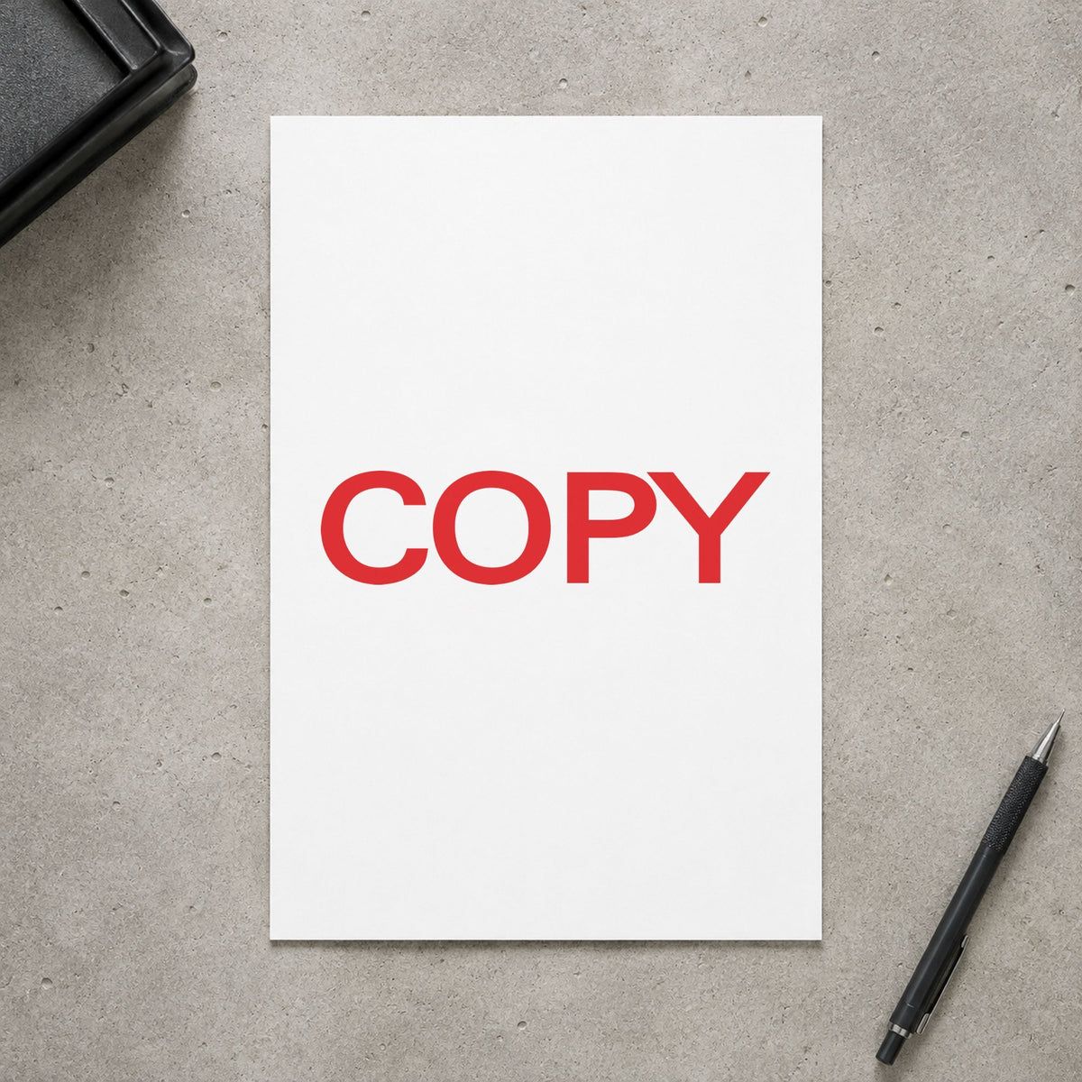 Bold Red Copy Stamp leaving a clean "Copy" impression