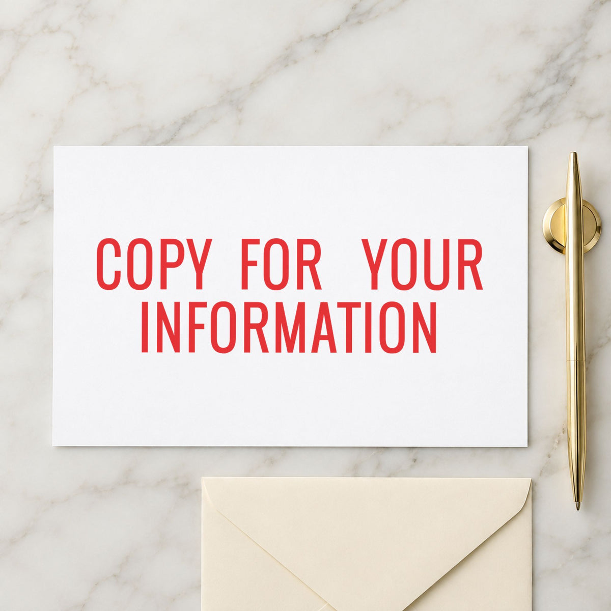 "Copy for your information" imprint from fixed stock wording, no customization needed