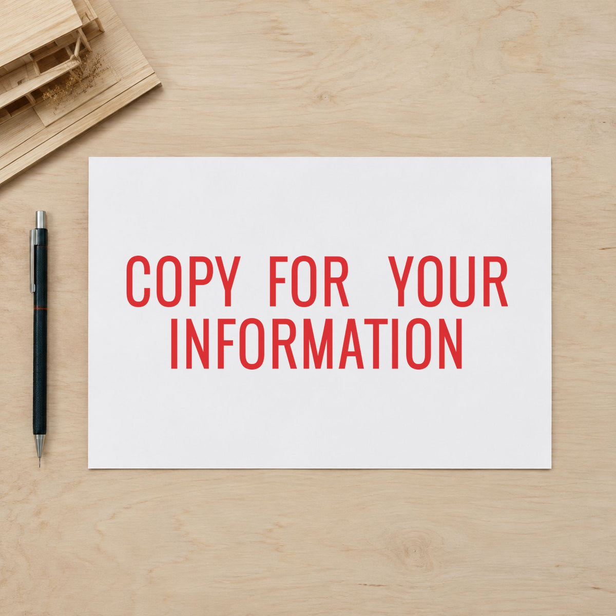 Crisp "Copy for your information" imprint produced by the Xstamper Copy For Your Information Stamp