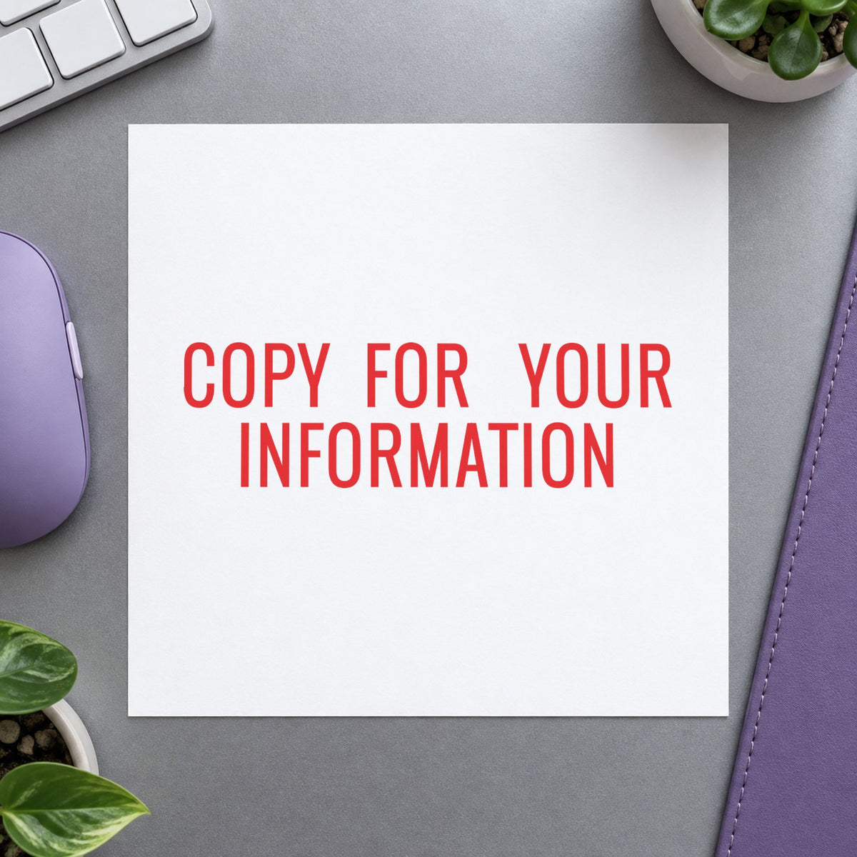 "Copy for your information" stamp mark in everyday office use, Xstamper 1069