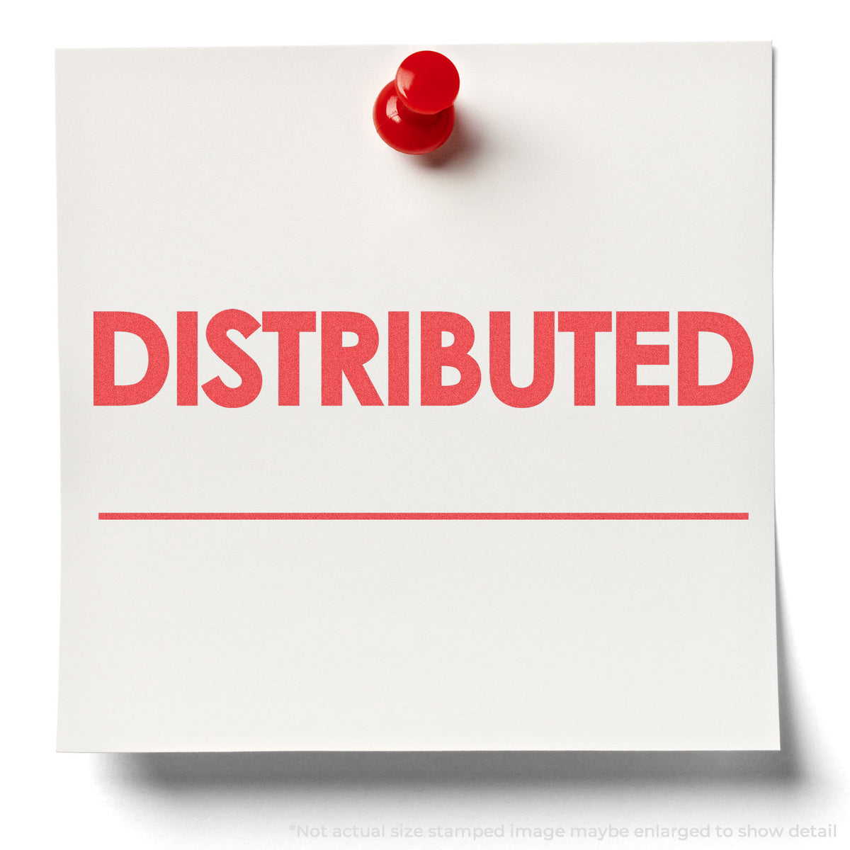 "Distributed" stamp impression on light paper stock, Distributed Document Stamp