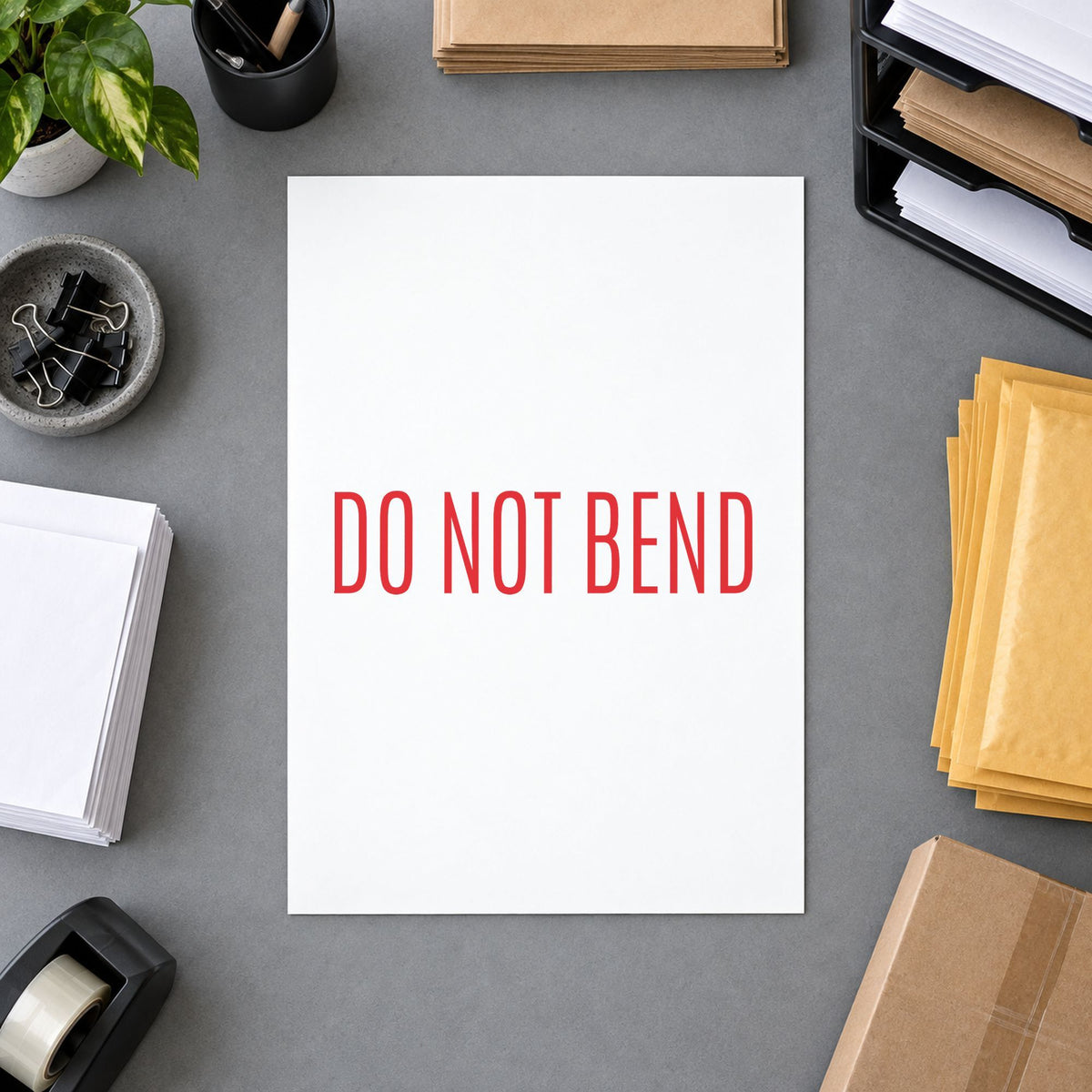 "Do not bend" stamp mark in everyday office use, Xstamper 1537
