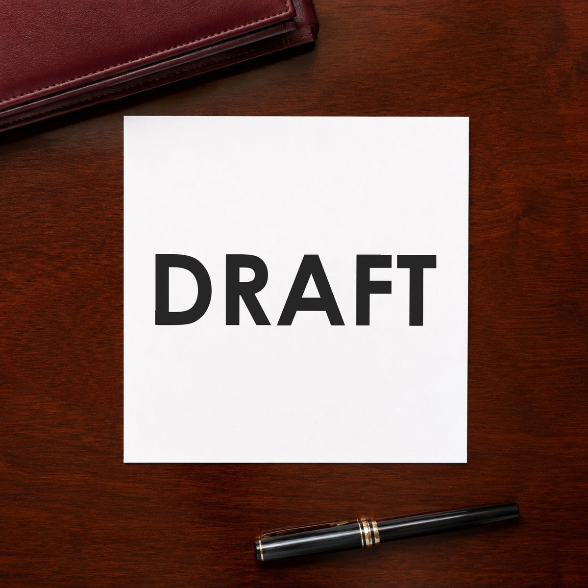 "Draft" imprint from fixed stock wording, no customization needed